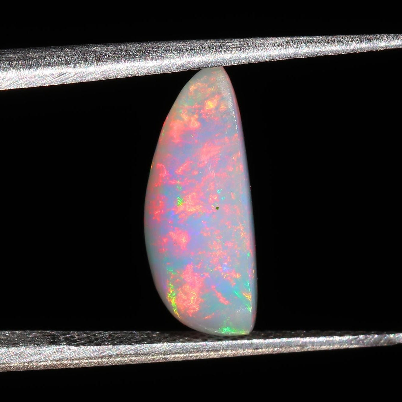 White Ethiopian Fire Opal Gemstone: 3.84 Carat Pear Cabochon, October Birthstone Opal