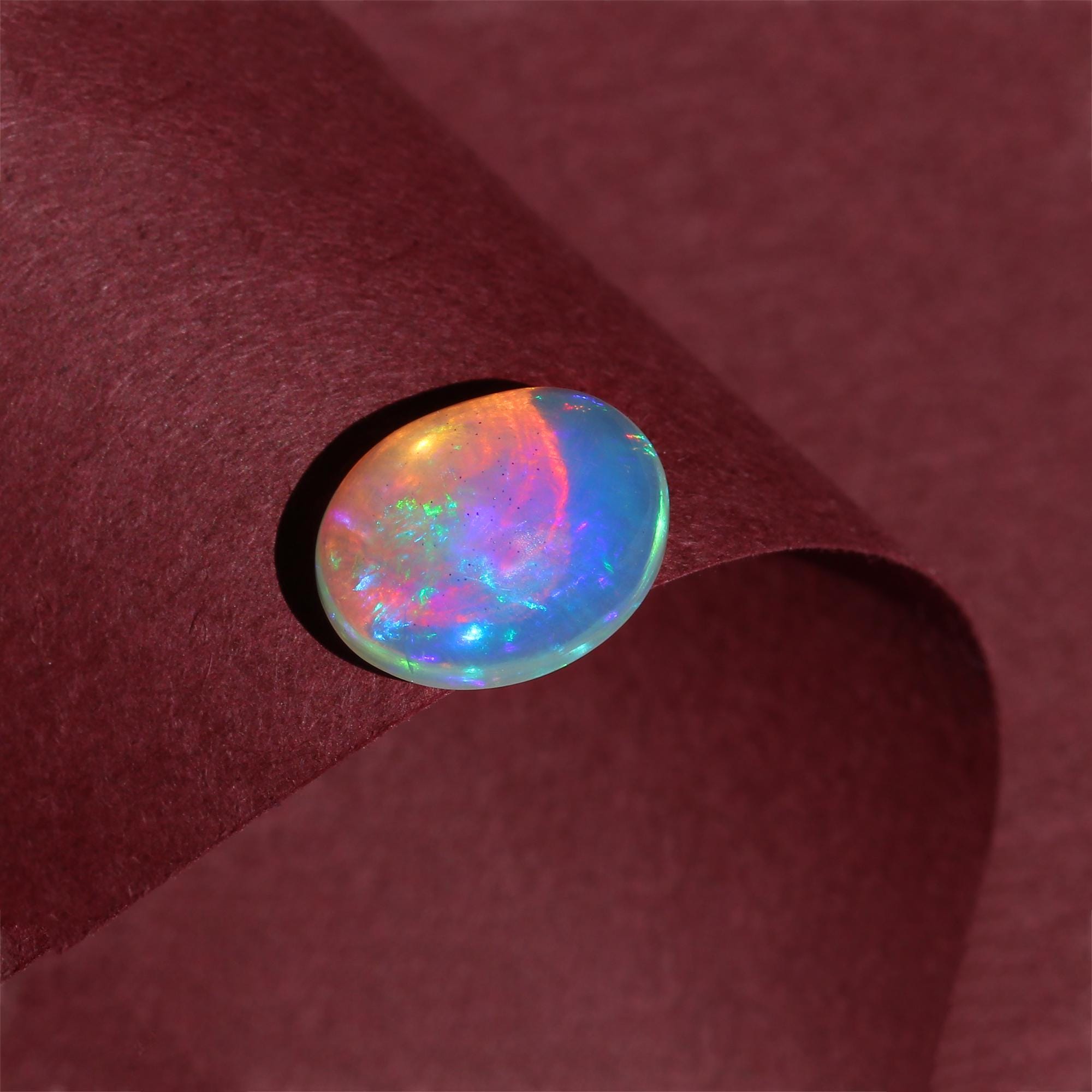 3.75 Carat Oval White Ethiopian Fire Opal Cabochon - DIY Jewelry