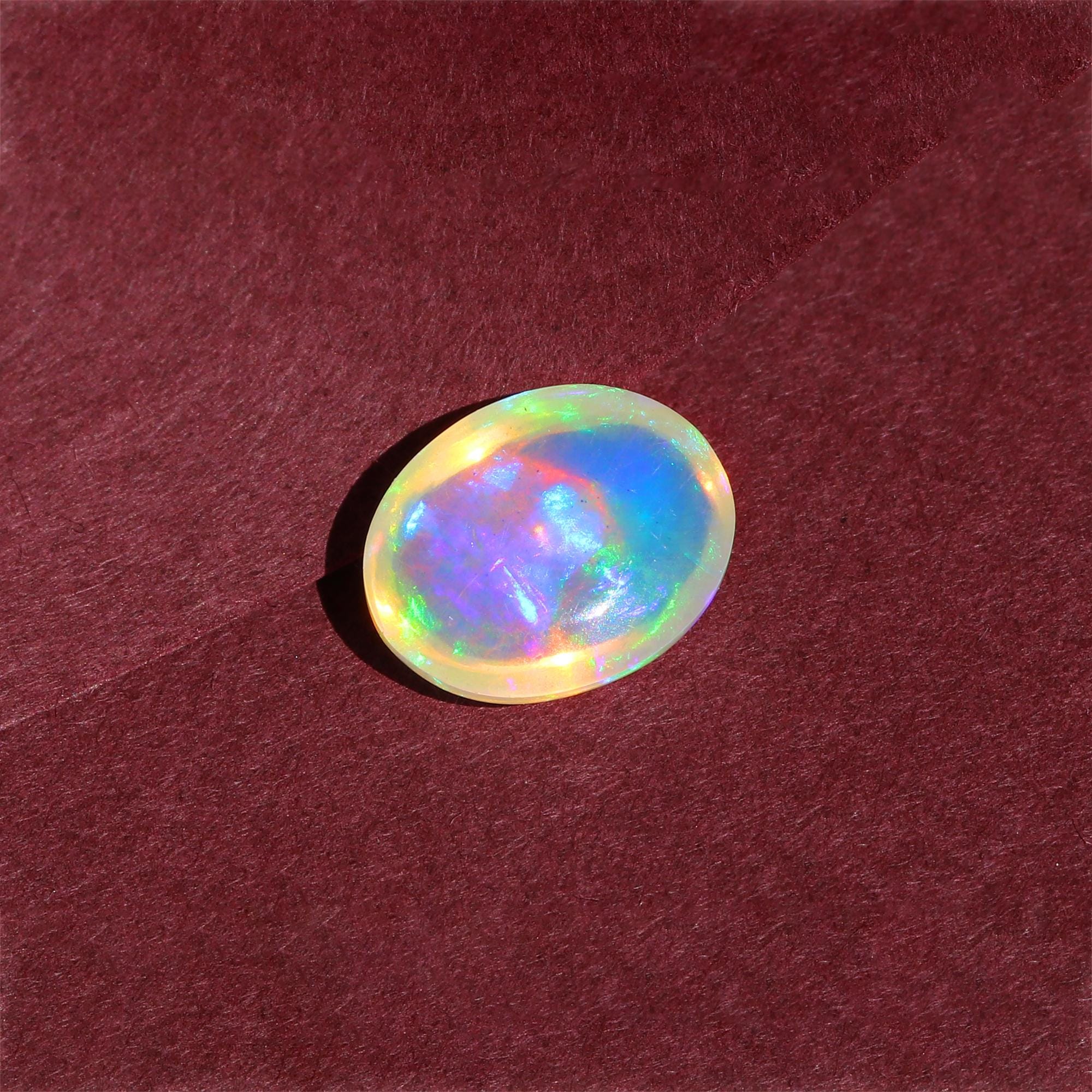 3.75 Carat Oval White Ethiopian Fire Opal Cabochon - DIY Jewelry