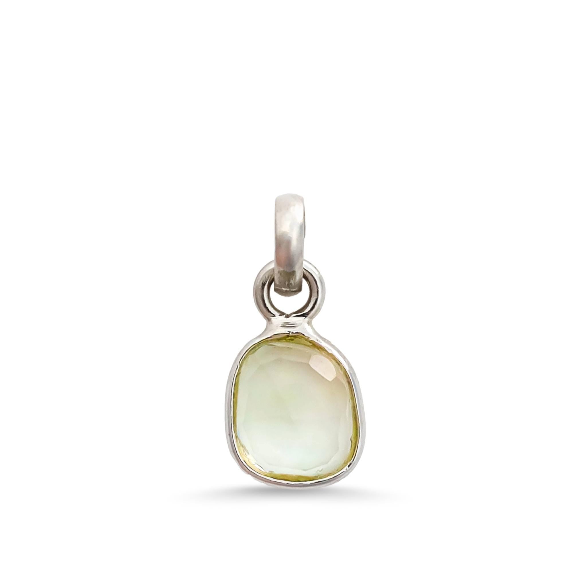 Green Amethyst Pendant: Handmade 925 Sterling Silver Solitaire Necklace