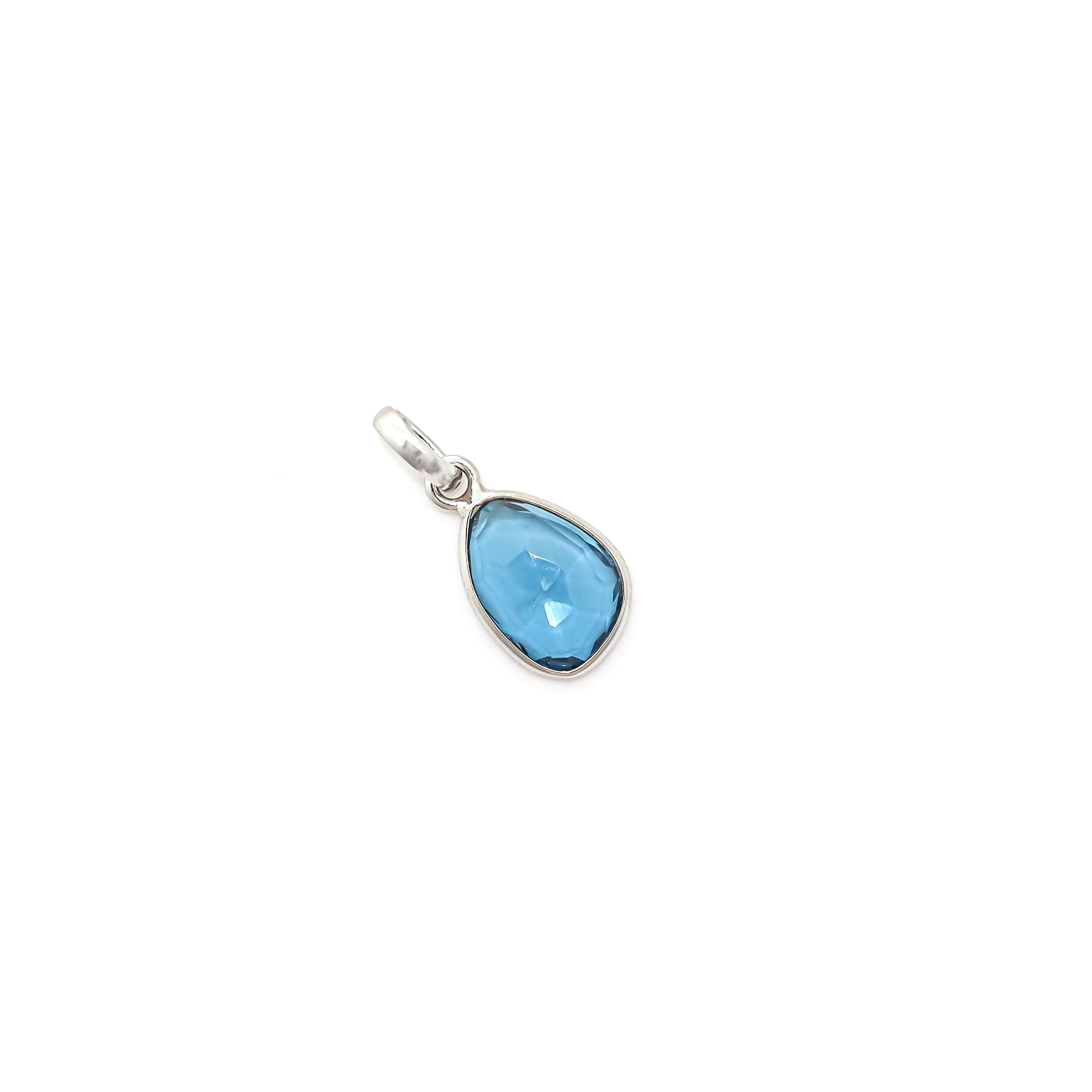 Natural London Blue Topaz Pendant: 925 Sterling Silver Bezel Setting