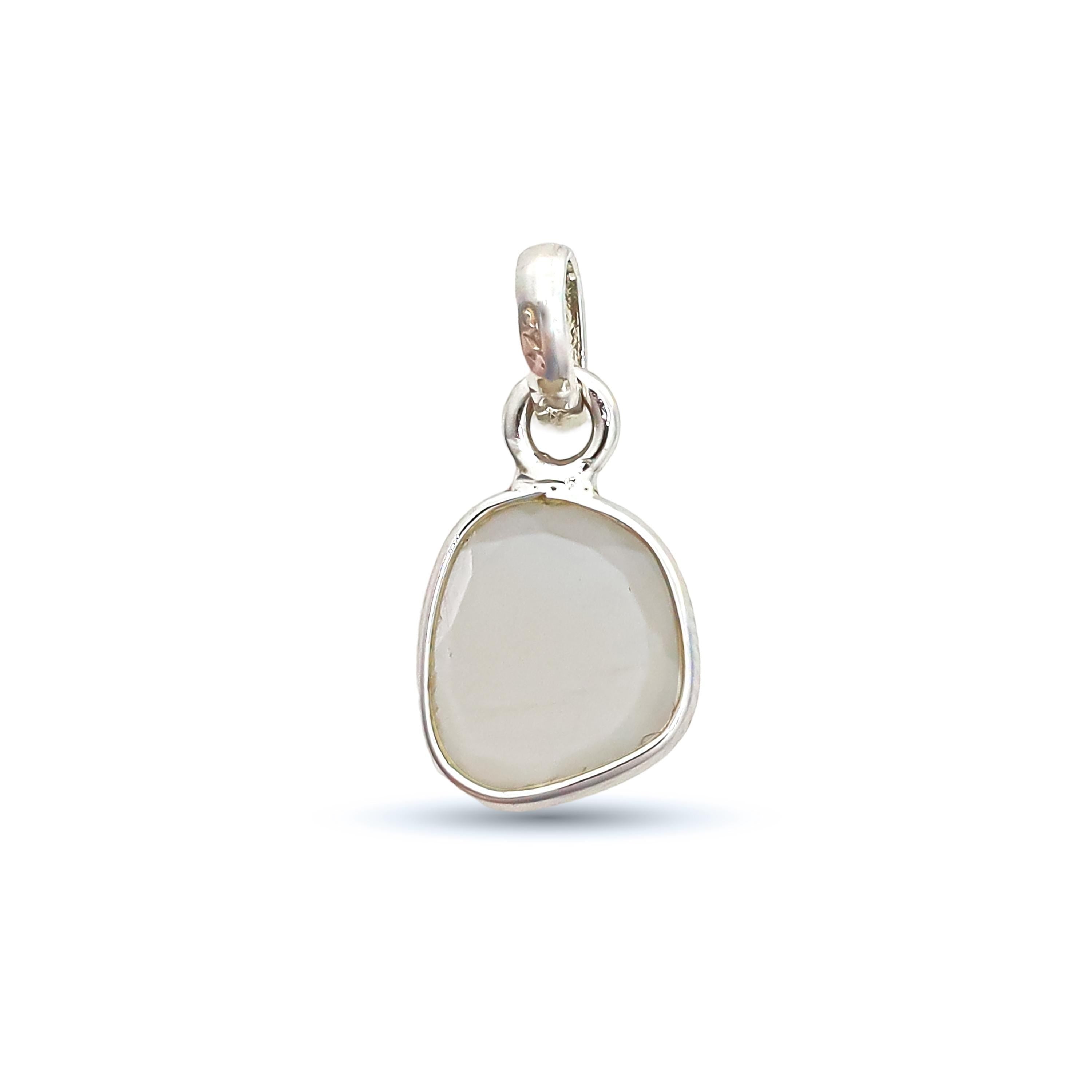 925 Sterling Silver White Moonstone Pendant - Rose Cut Gemstone