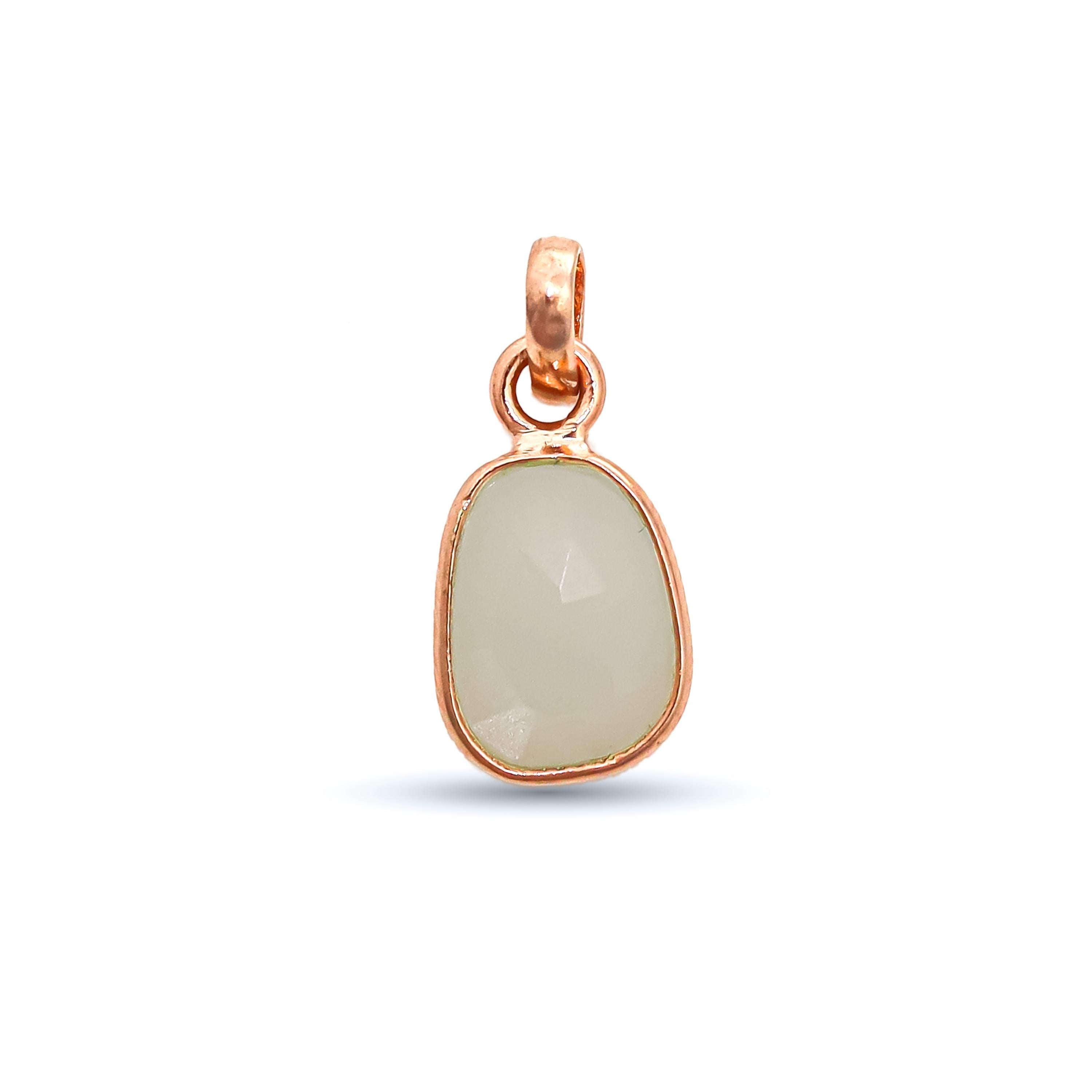 925 Sterling Silver White Moonstone Pendant - Rose Cut Gemstone
