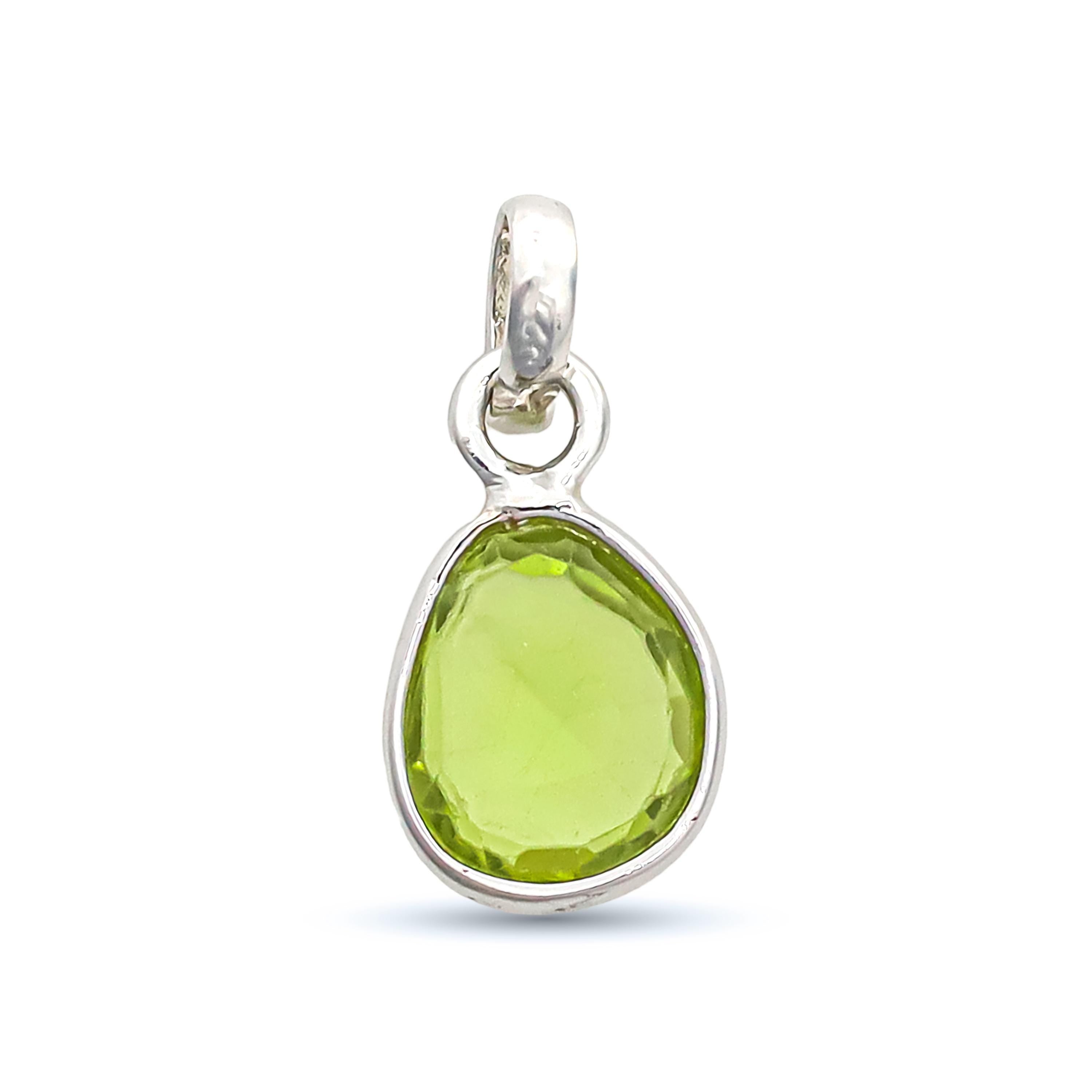 Raw Peridot Pendant: Sterling Silver Boho Necklace, August Birthstone