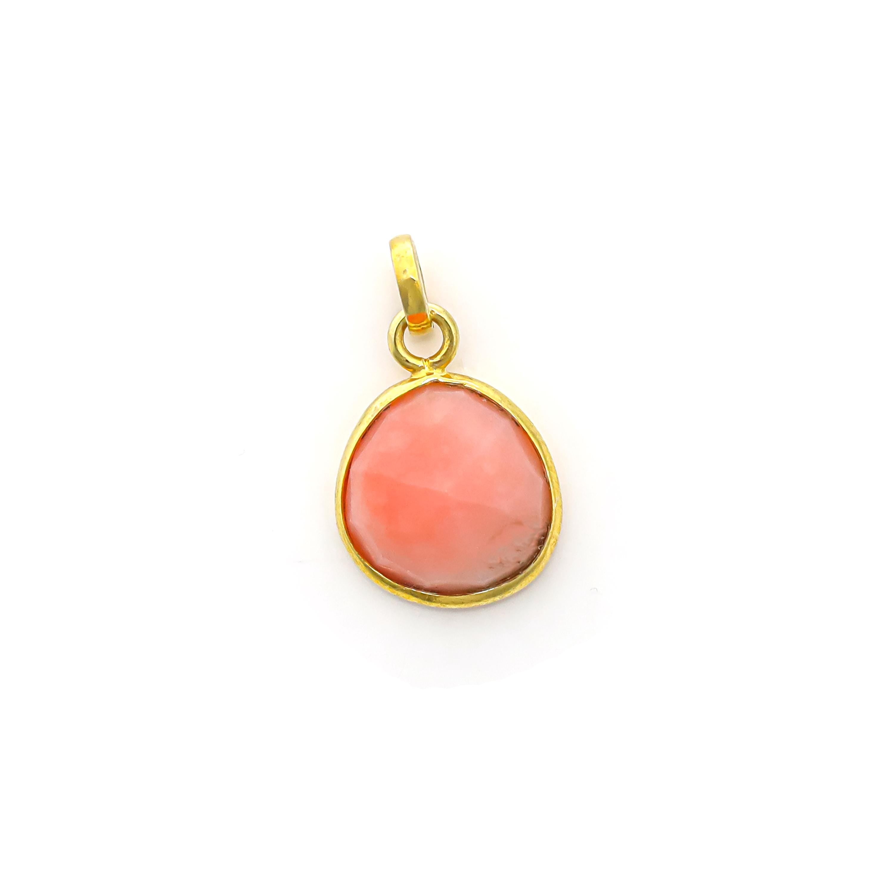 Pink Opal Pendant: Sterling Silver Bezel, Natural Gemstone Jewelry
