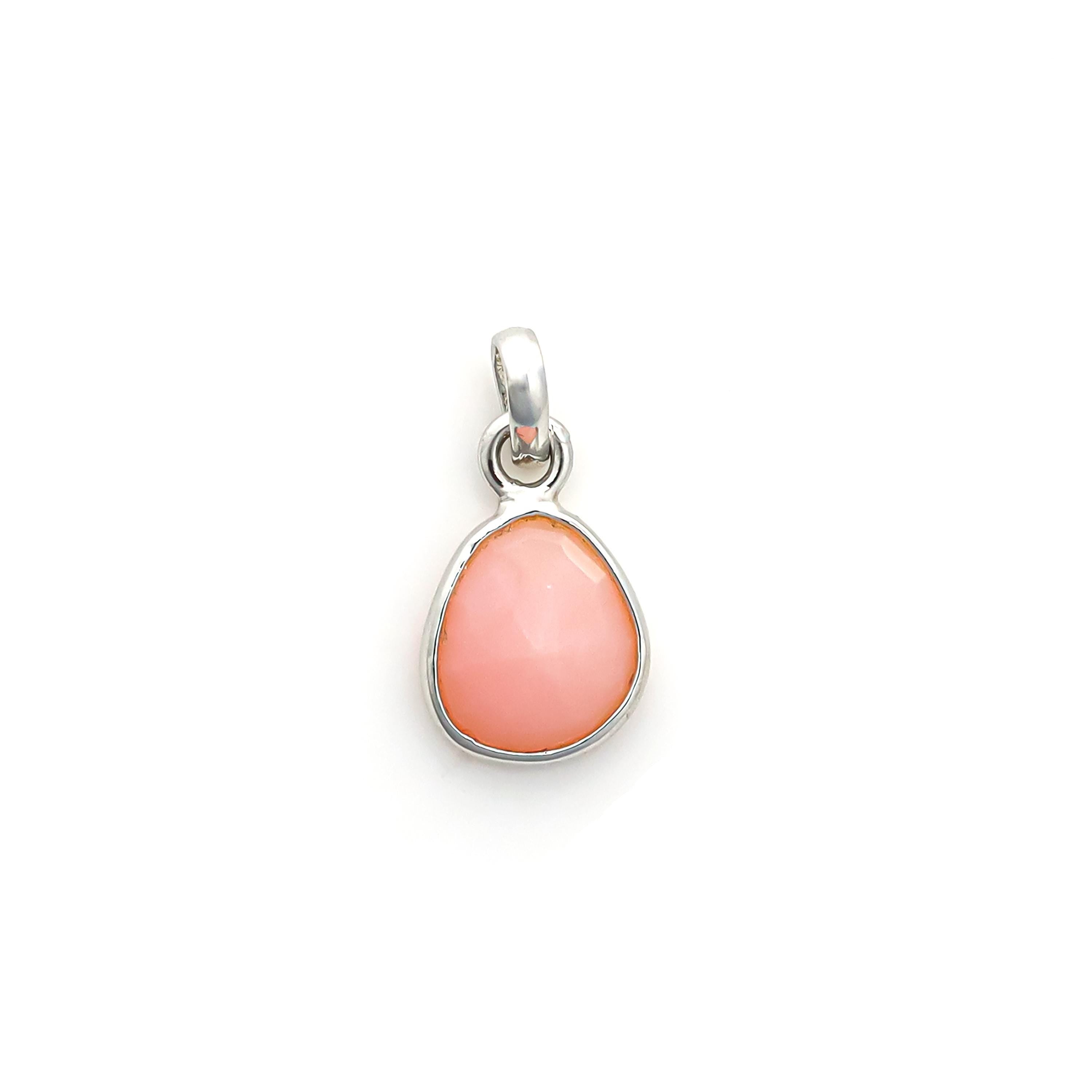 Pink Opal Pendant: Sterling Silver Bezel, Natural Gemstone Jewelry