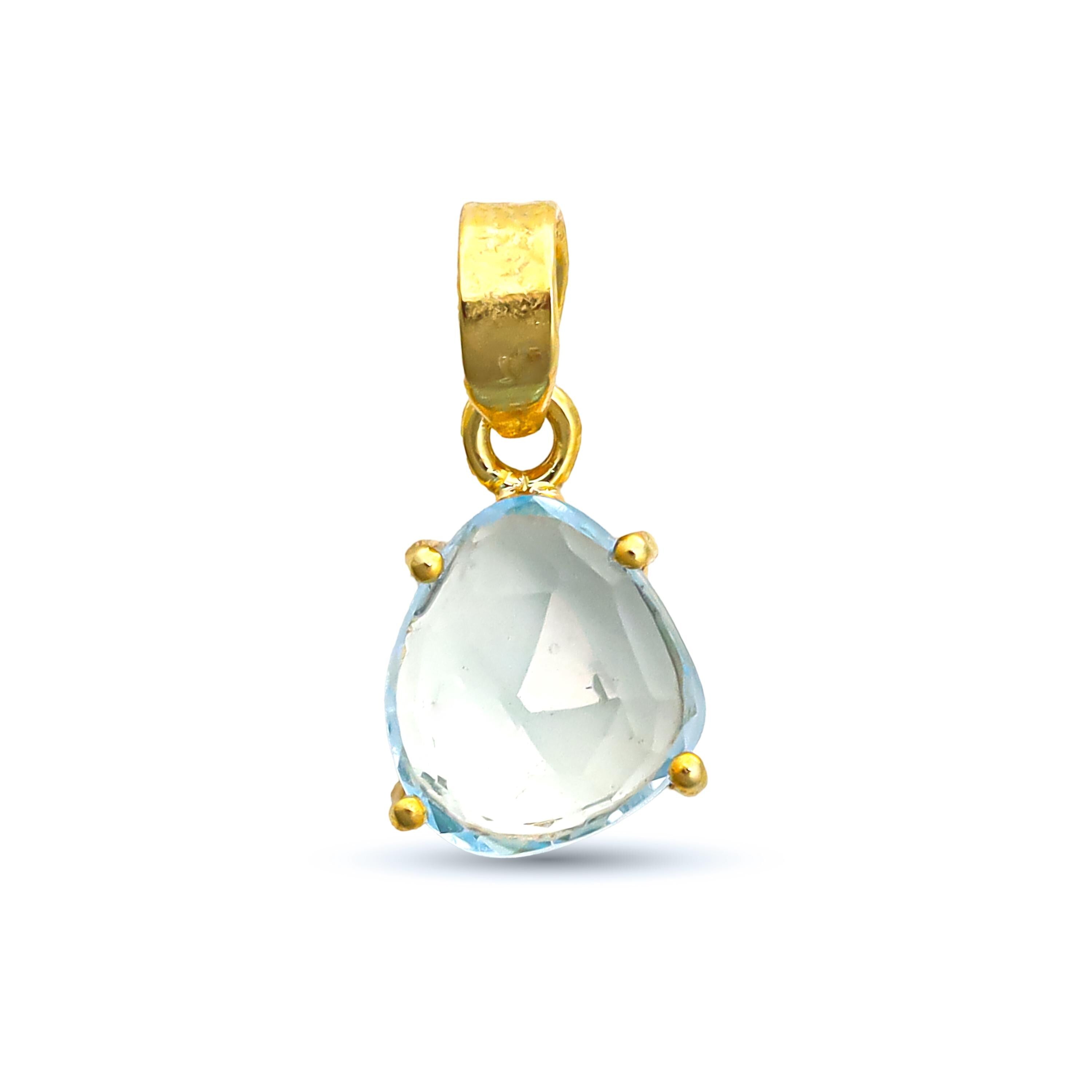 Sky Blue Topaz Pendant: Sterling Silver Dainty Necklace, December Birthstone