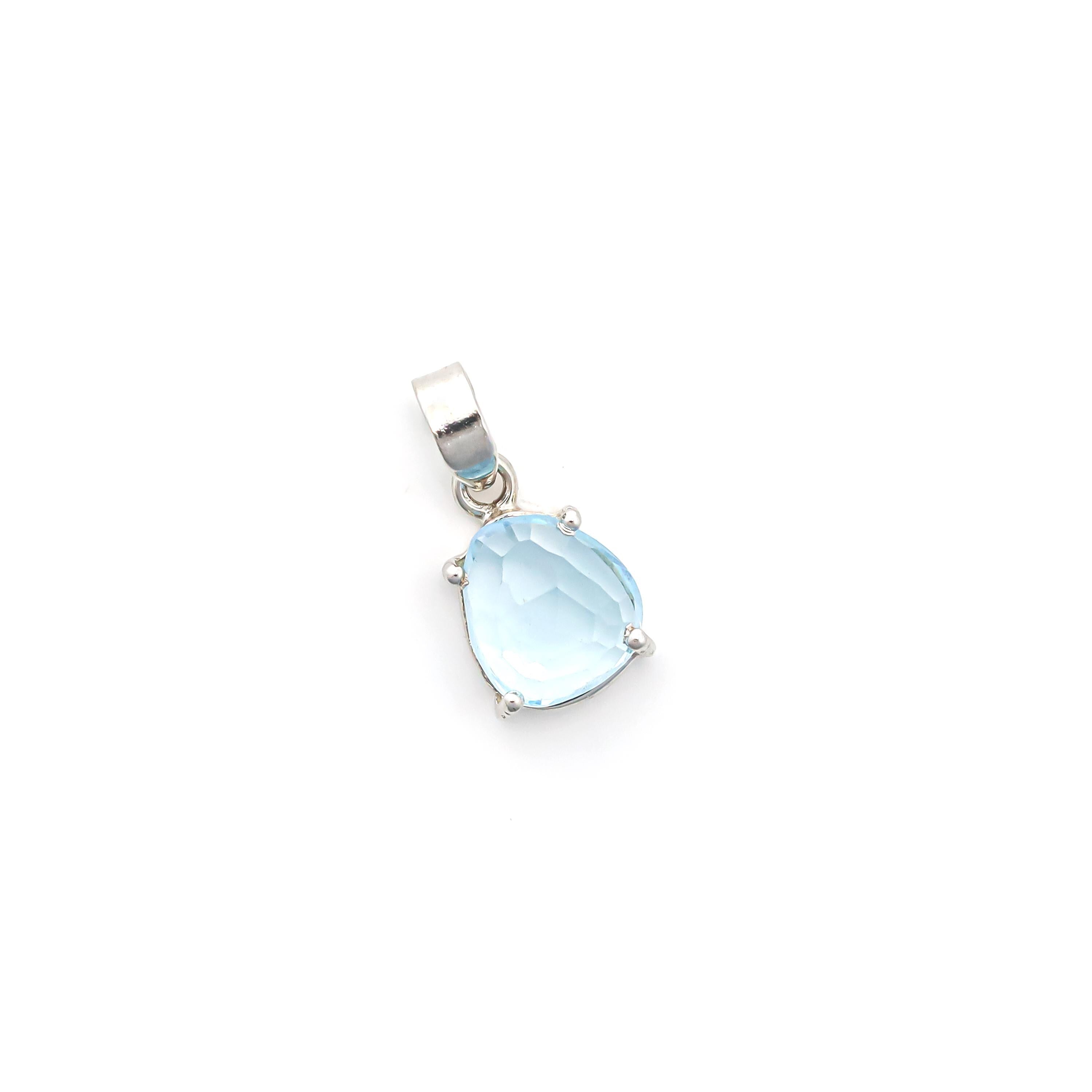 Sky Blue Topaz Pendant: Sterling Silver Dainty Necklace, December Birthstone