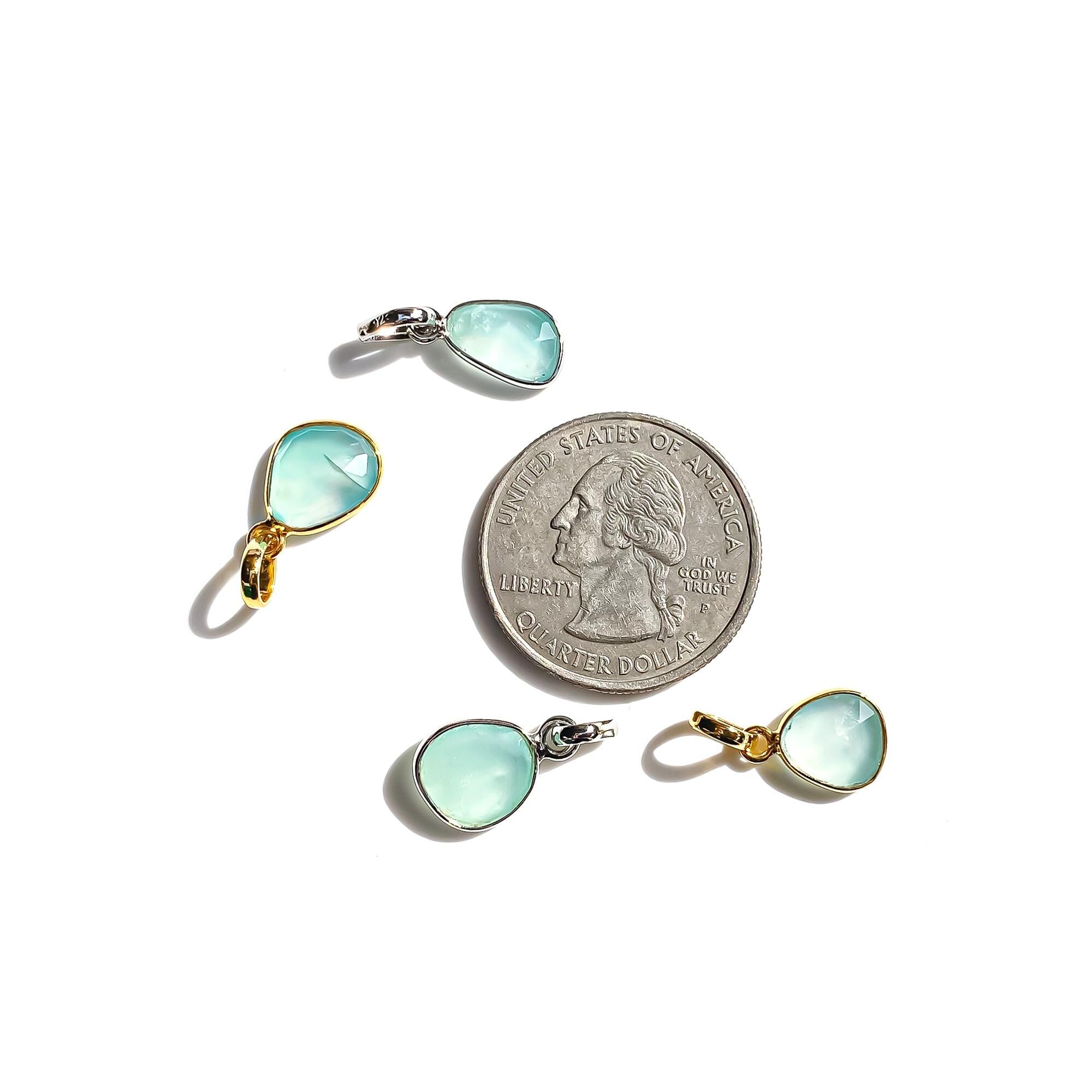 Rose Cut Aquaprase Pendant Necklace: Rose Gold Sterling Silver Boho Jewelry