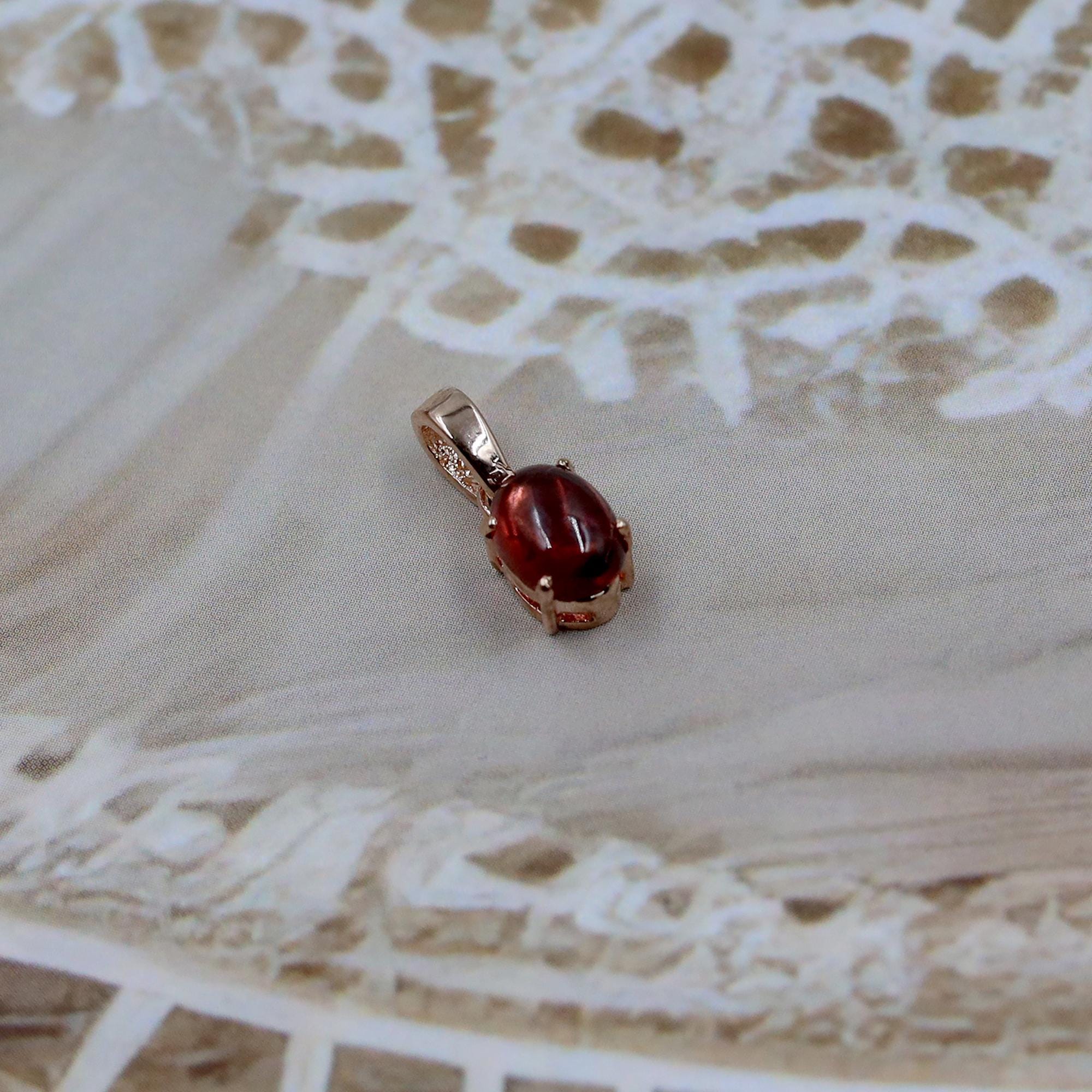 Vintage Style Garnet Pendant: Red Crystal 925 Silver Necklace