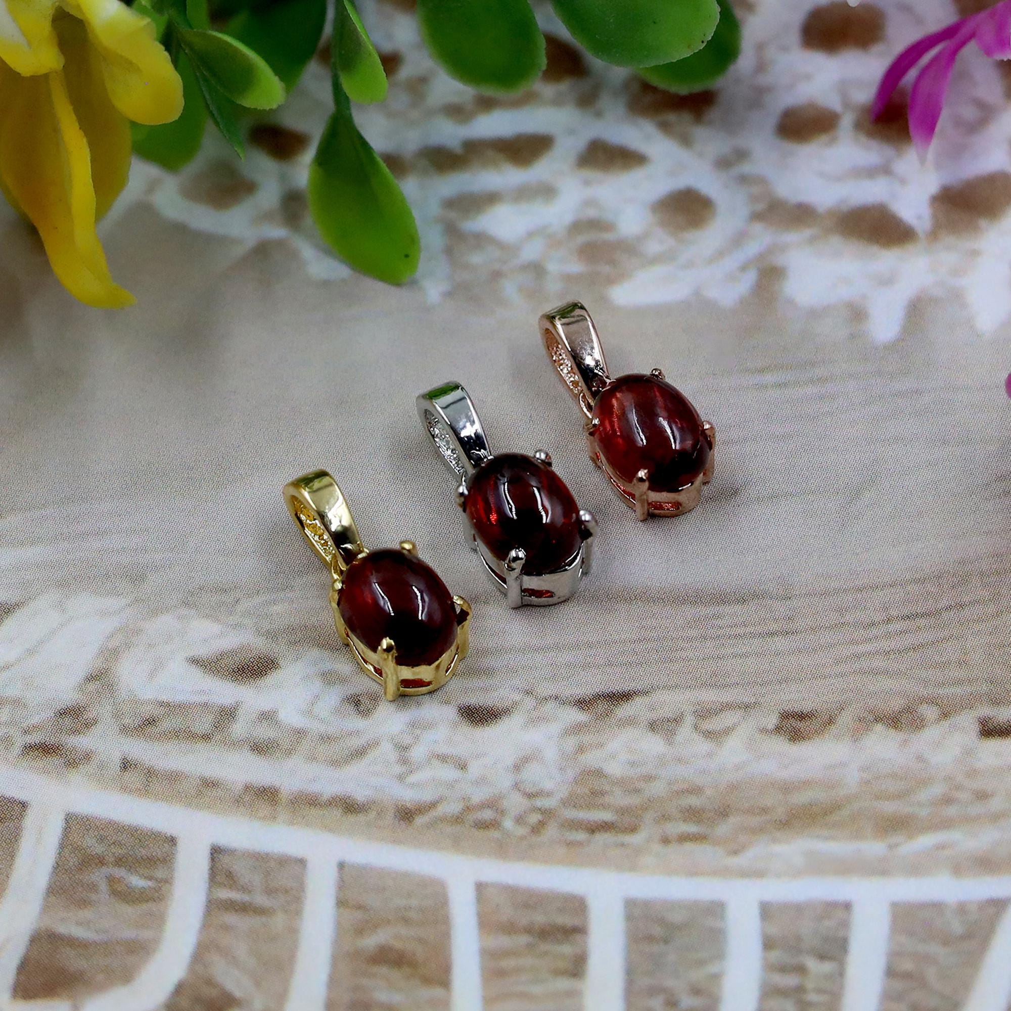 Vintage Style Garnet Pendant: Red Crystal 925 Silver Necklace