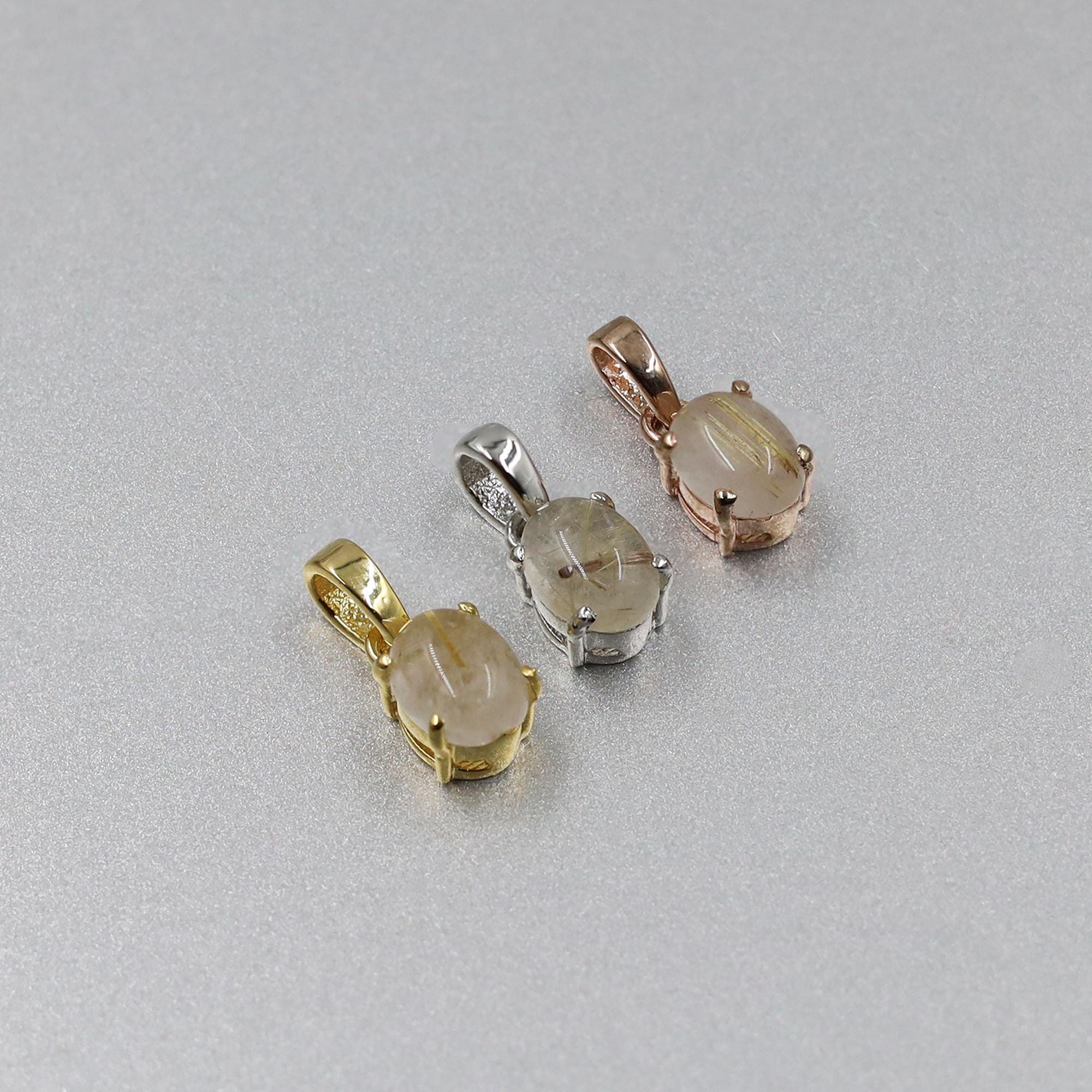 Rutilated Quartz Pendant: Natural Golden Rutile, Sterling Silver Necklace