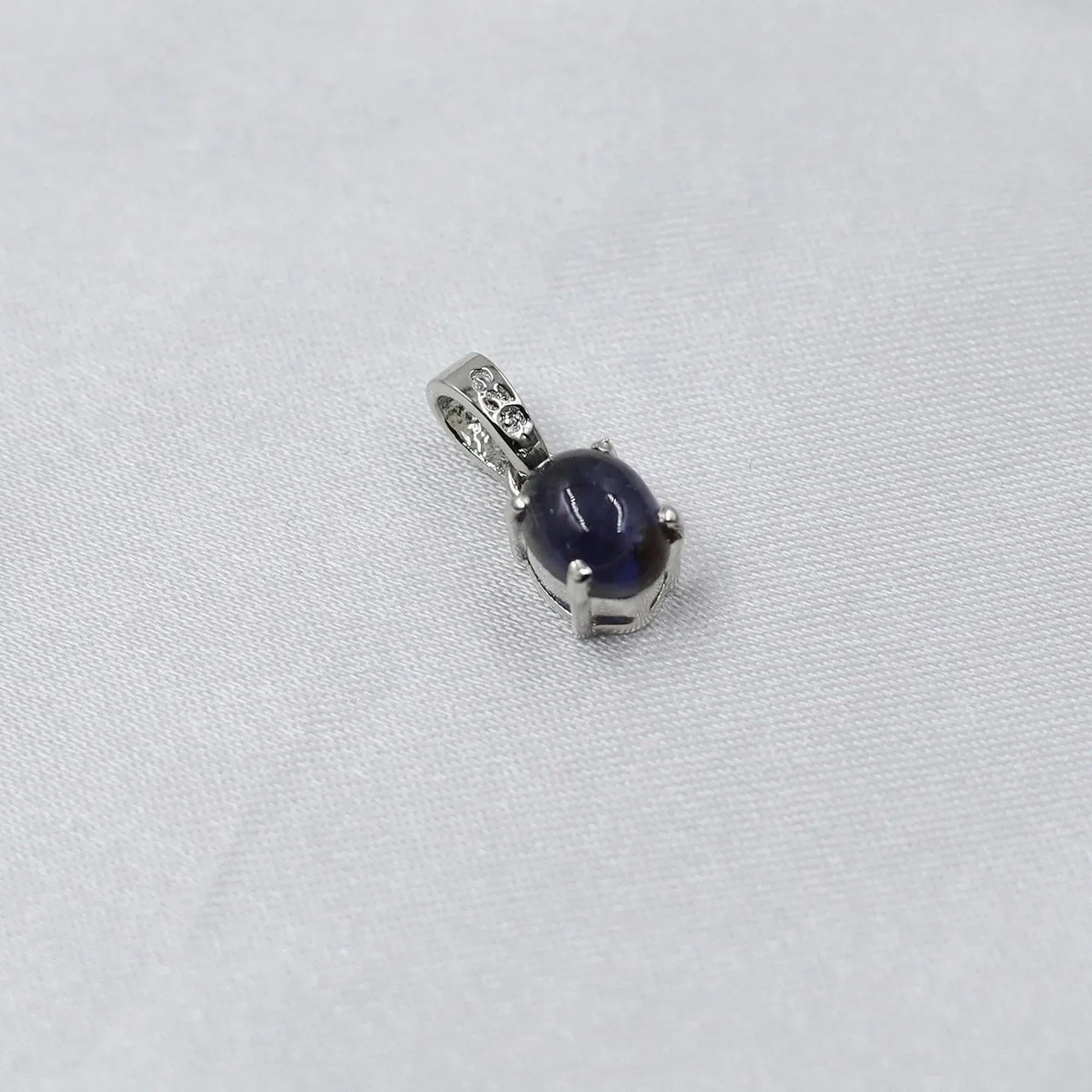 Handmade Iolite Gemstone Pendant: 925 Sterling Silver Necklace