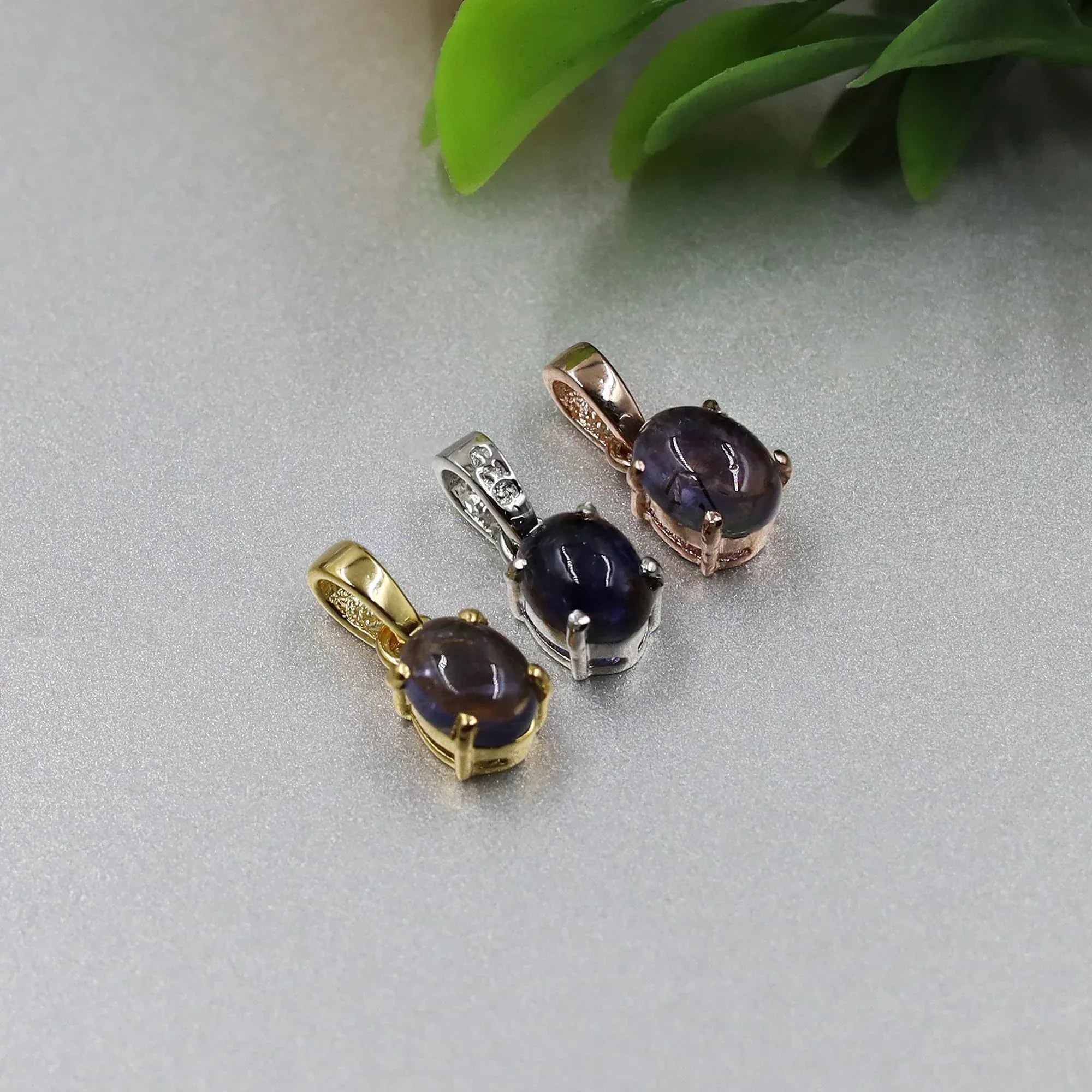 Handmade Iolite Gemstone Pendant: 925 Sterling Silver Necklace