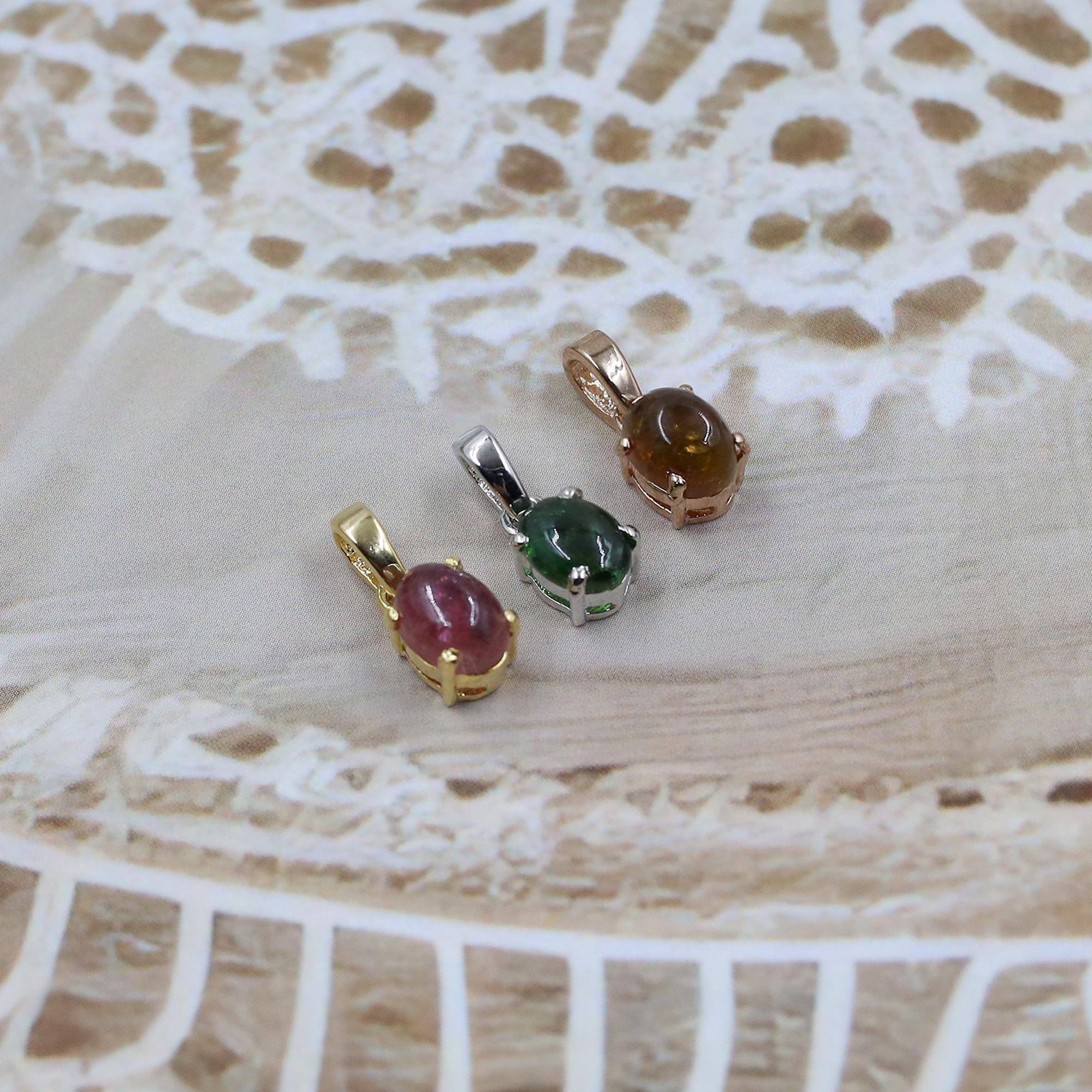 Handmade Multi Tourmaline Pendant: 925 Sterling Silver Boho Necklace