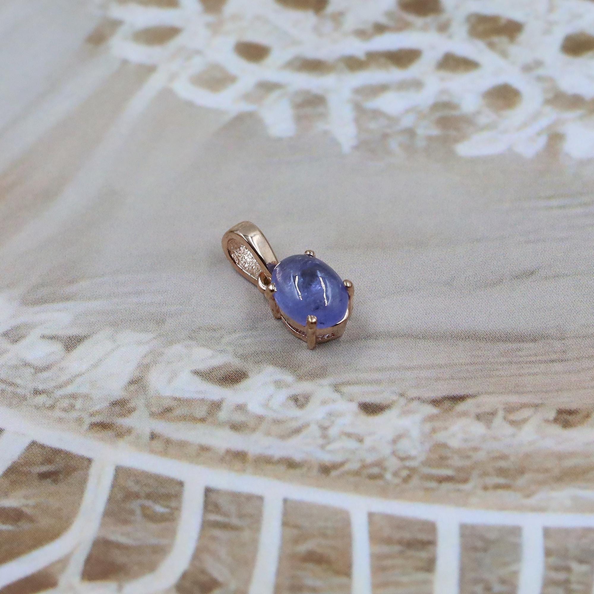 Natural Blue Tanzanite 925 Silver Pendant: Handmade Dainty Necklace