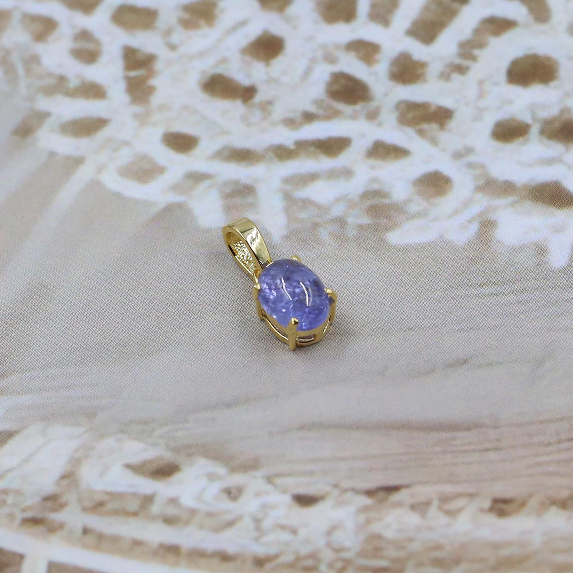 Natural Blue Tanzanite 925 Silver Pendant: Handmade Dainty Necklace