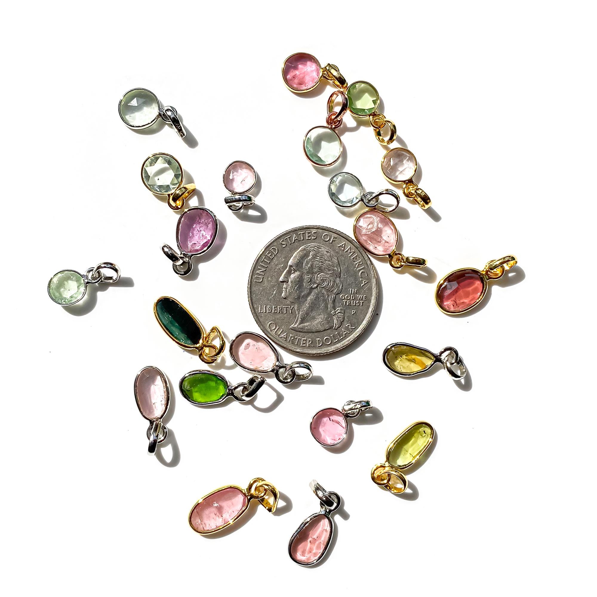 Multi Tourmaline Silver Pendant: Rose Cut Gemstone, Bohemian Jewelry