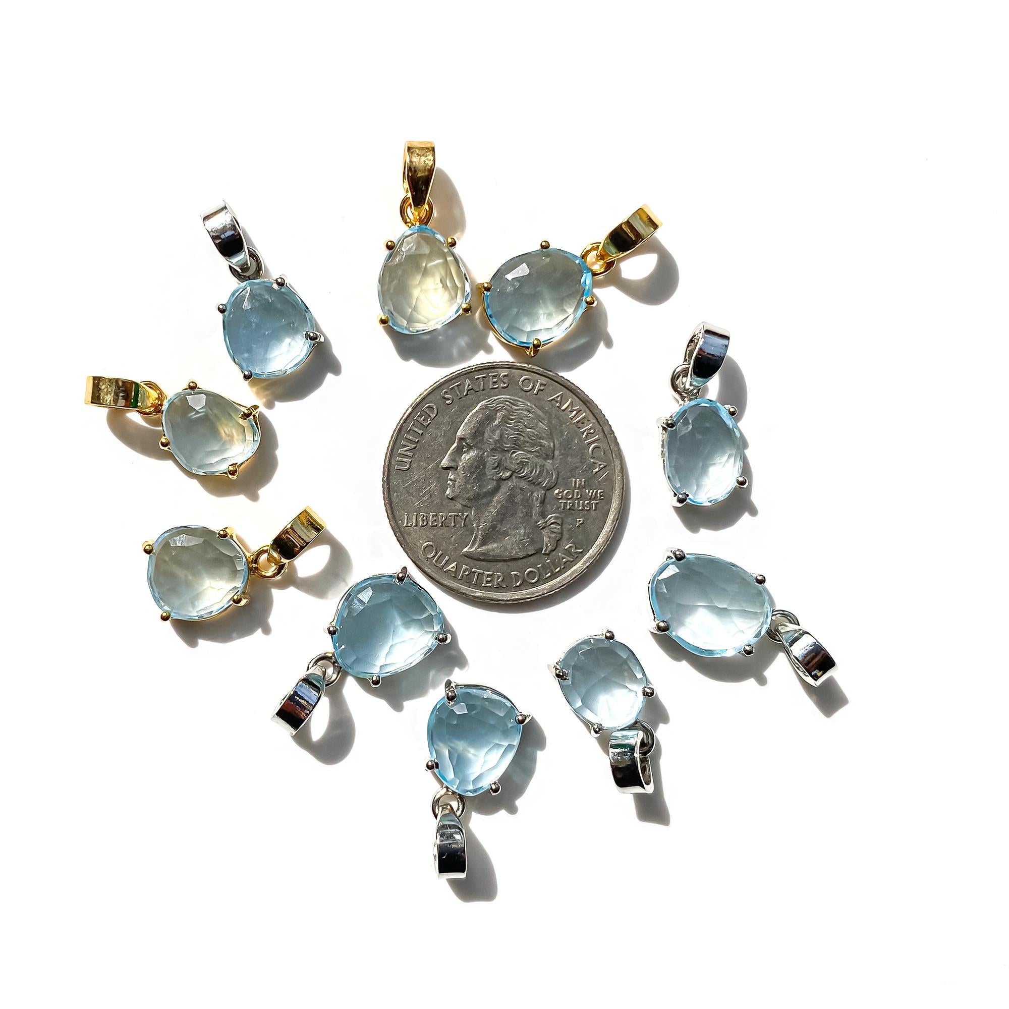 Sky Blue Topaz Pendant: Sterling Silver Dainty Necklace, December Birthstone