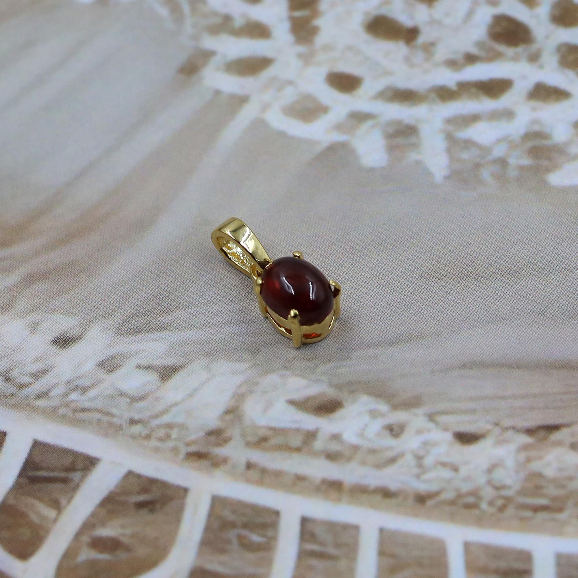 Natural Garnet Pendant Necklace: 925 Silver, January Birthstone