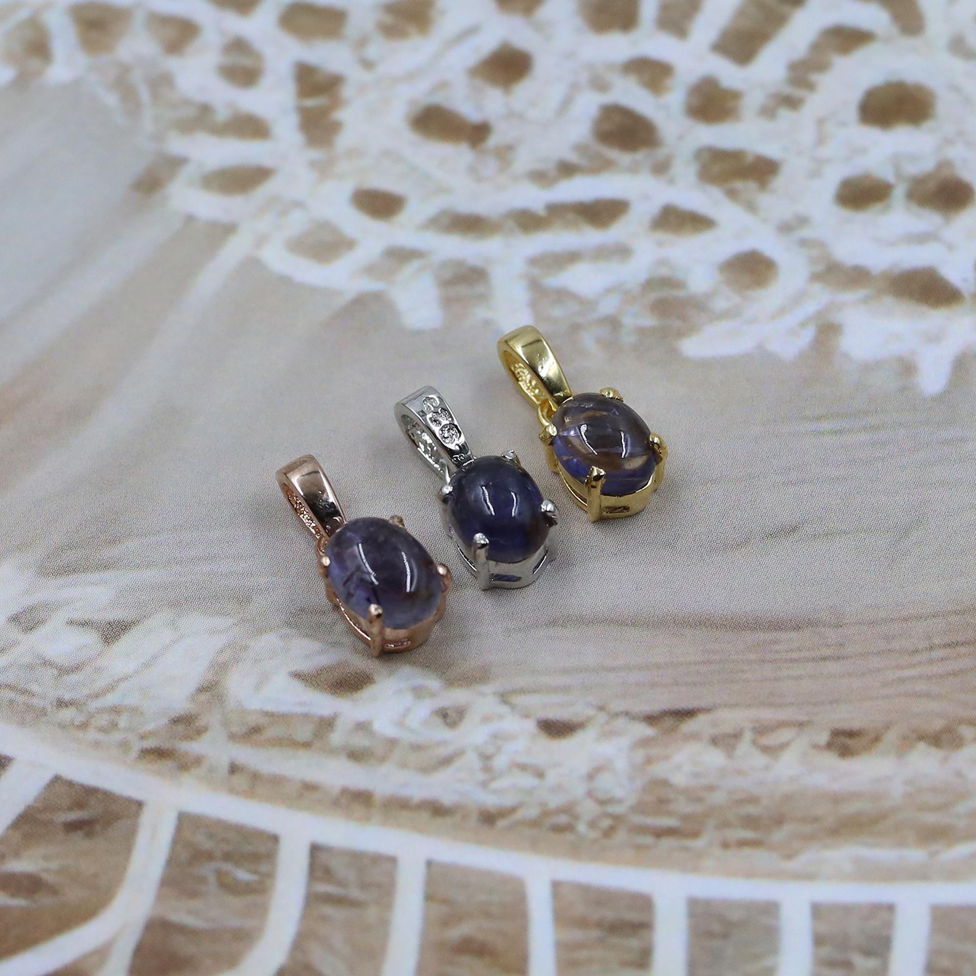 Natural Iolite Pendant: 925 Sterling Silver Gemstone Jewelry