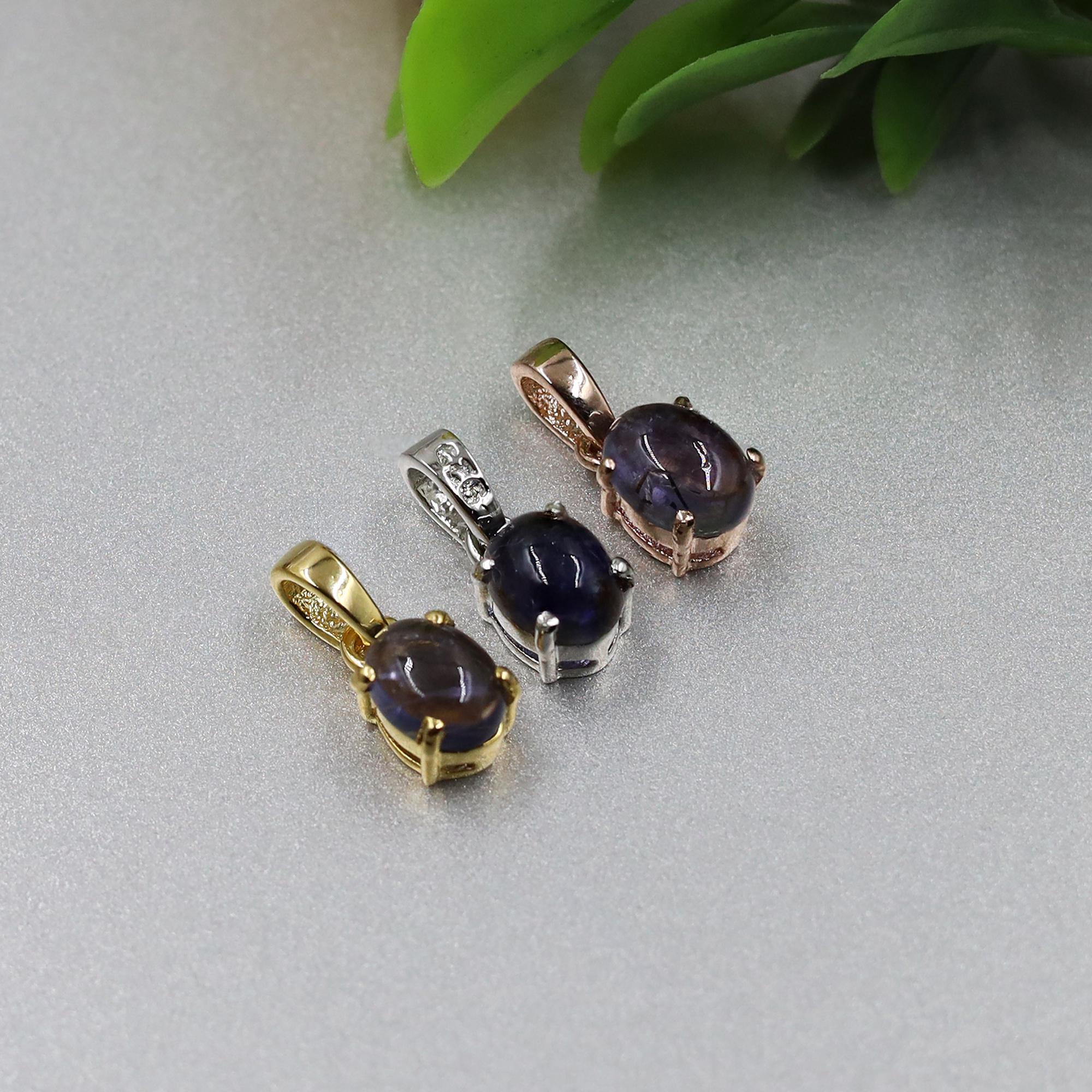 Natural Iolite Pendant: 925 Sterling Silver Gemstone Jewelry