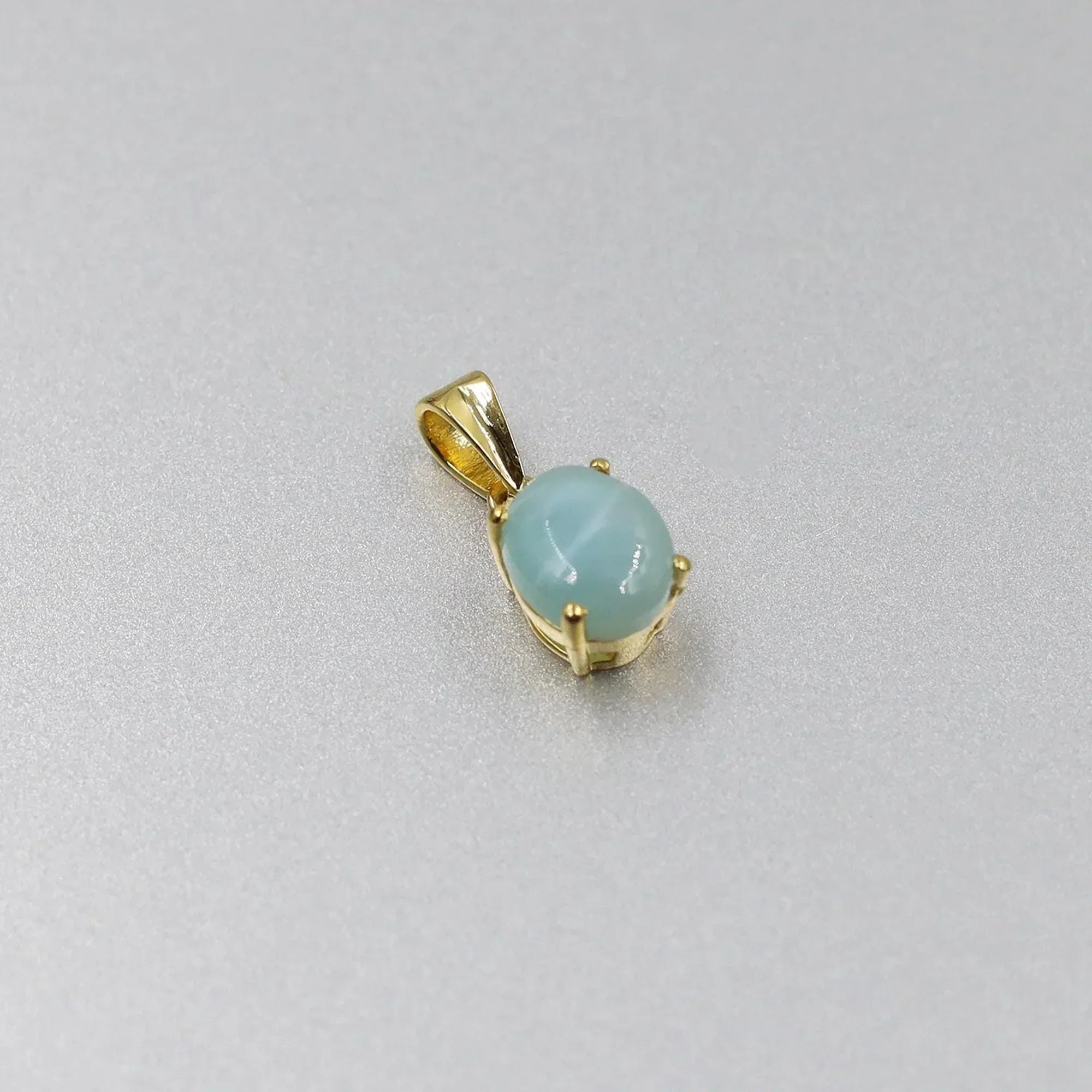 Handcrafted Larimar Pendant: Oval Cabochon, 925 Silver Necklace