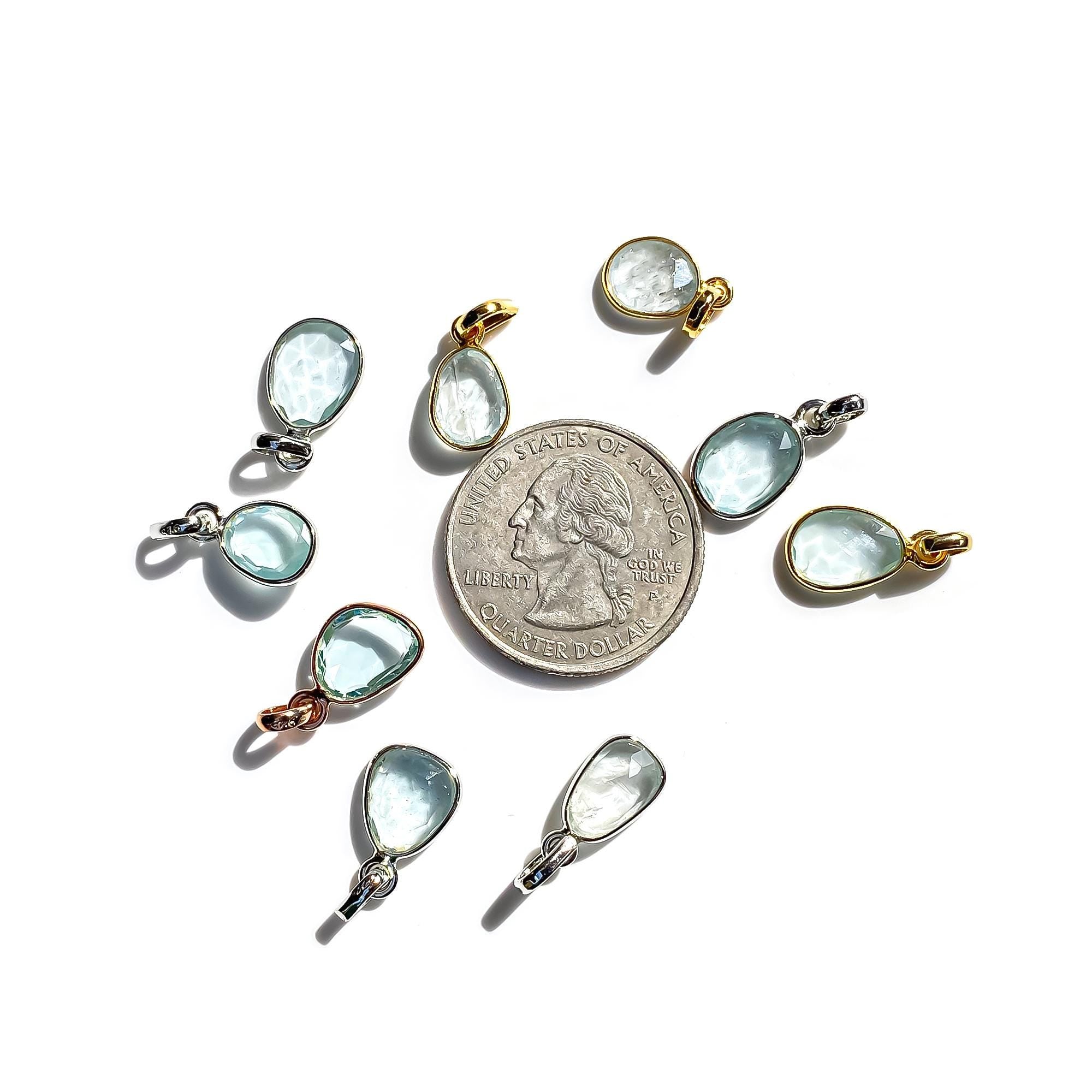 Handmade Aquamarine Rose Cut Pendant: 925 Sterling Silver Necklace