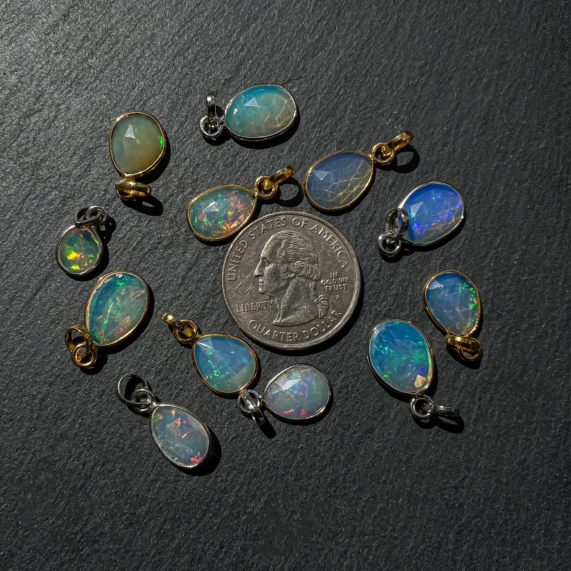 Natural Ethiopian Opal Pendant: 925 Sterling Silver, Rose Cut Gemstone