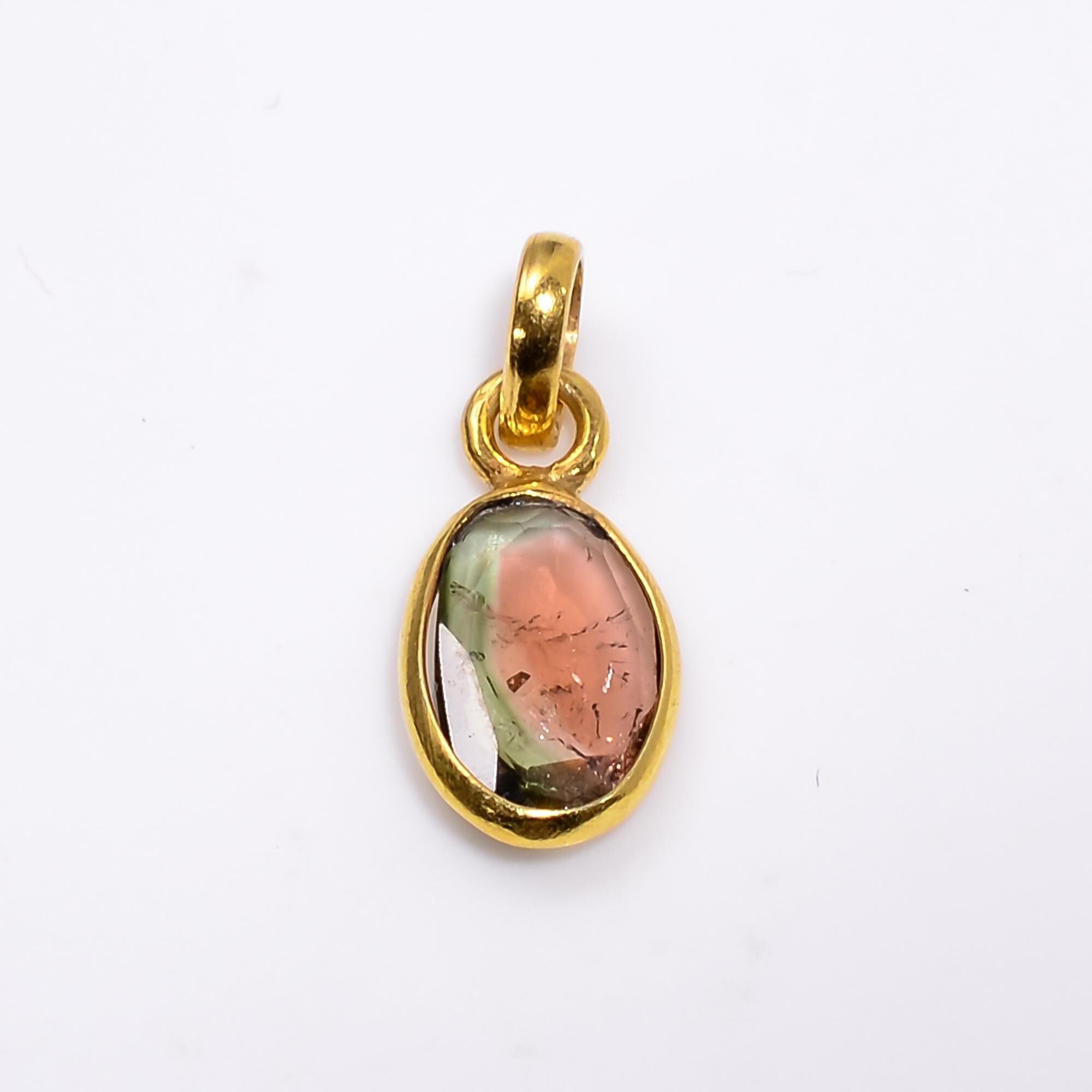 Rose Cut Bio Tourmaline Pendant: 925 Sterling Silver Necklace