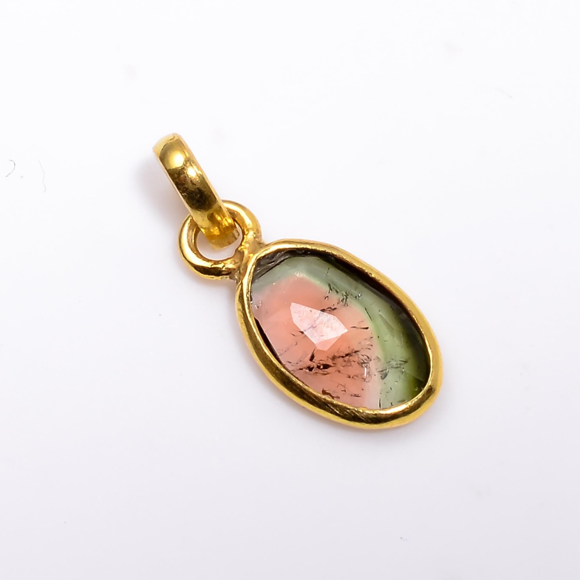 Rose Cut Bio Tourmaline Pendant: 925 Sterling Silver Necklace