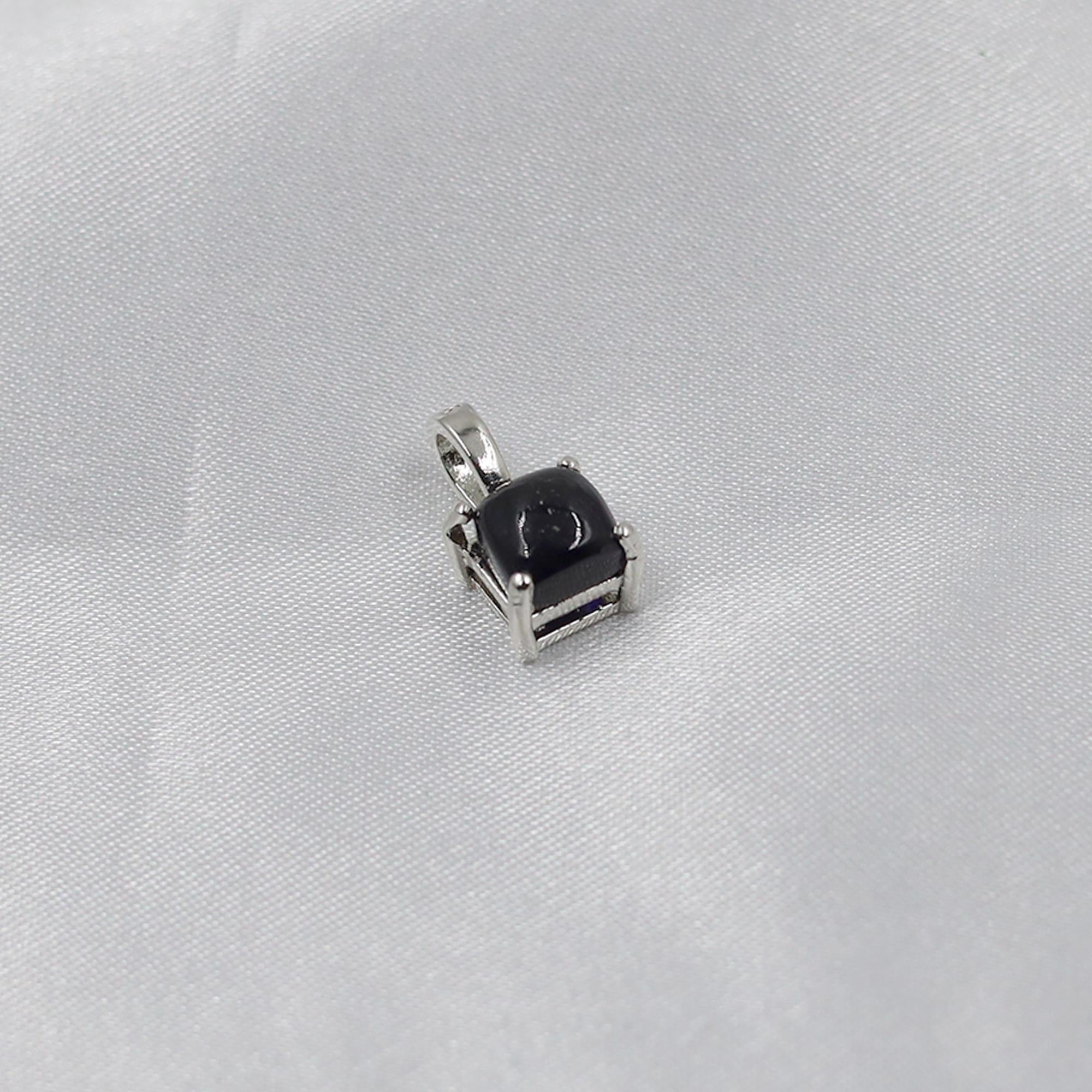 Natural Iolite Cabochon Pendant: Boho 925 Sterling Silver Jewelry