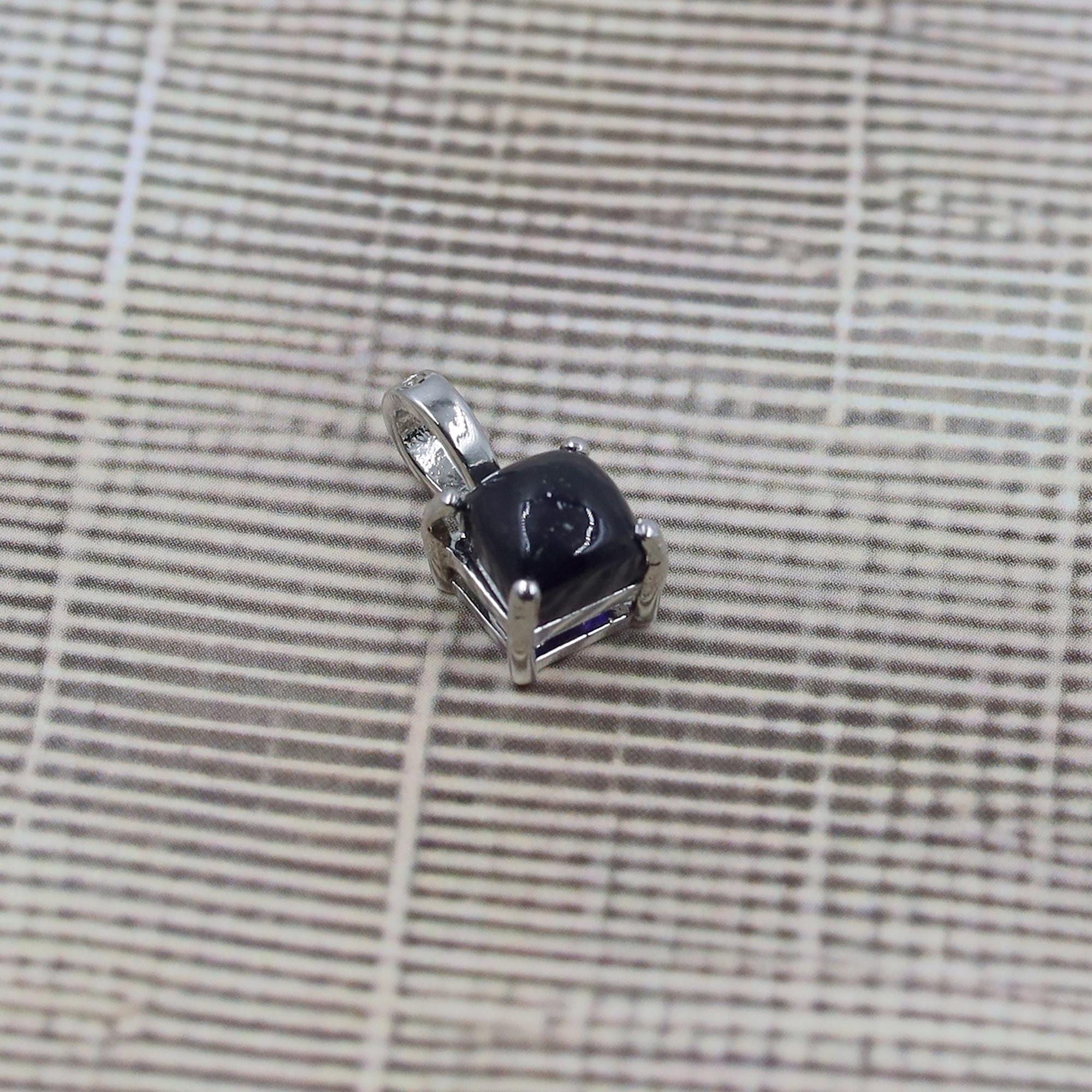 Natural Iolite Cabochon Pendant: Boho 925 Sterling Silver Jewelry