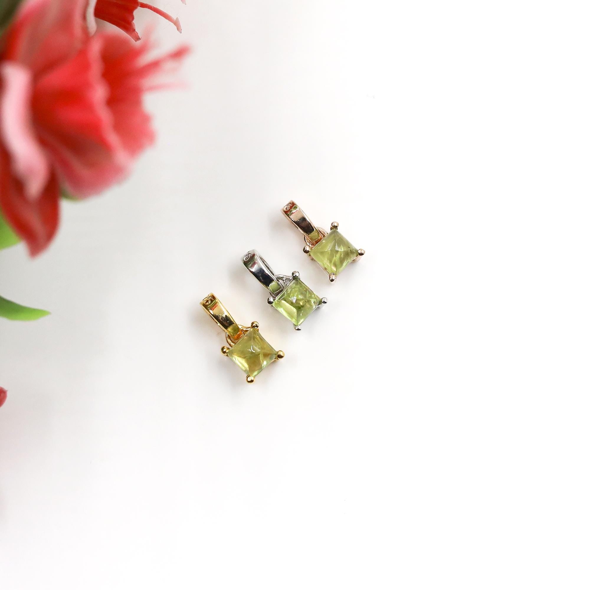 Sterling Silver Peridot Pendant Necklace: Handmade August Birthstone Jewelry