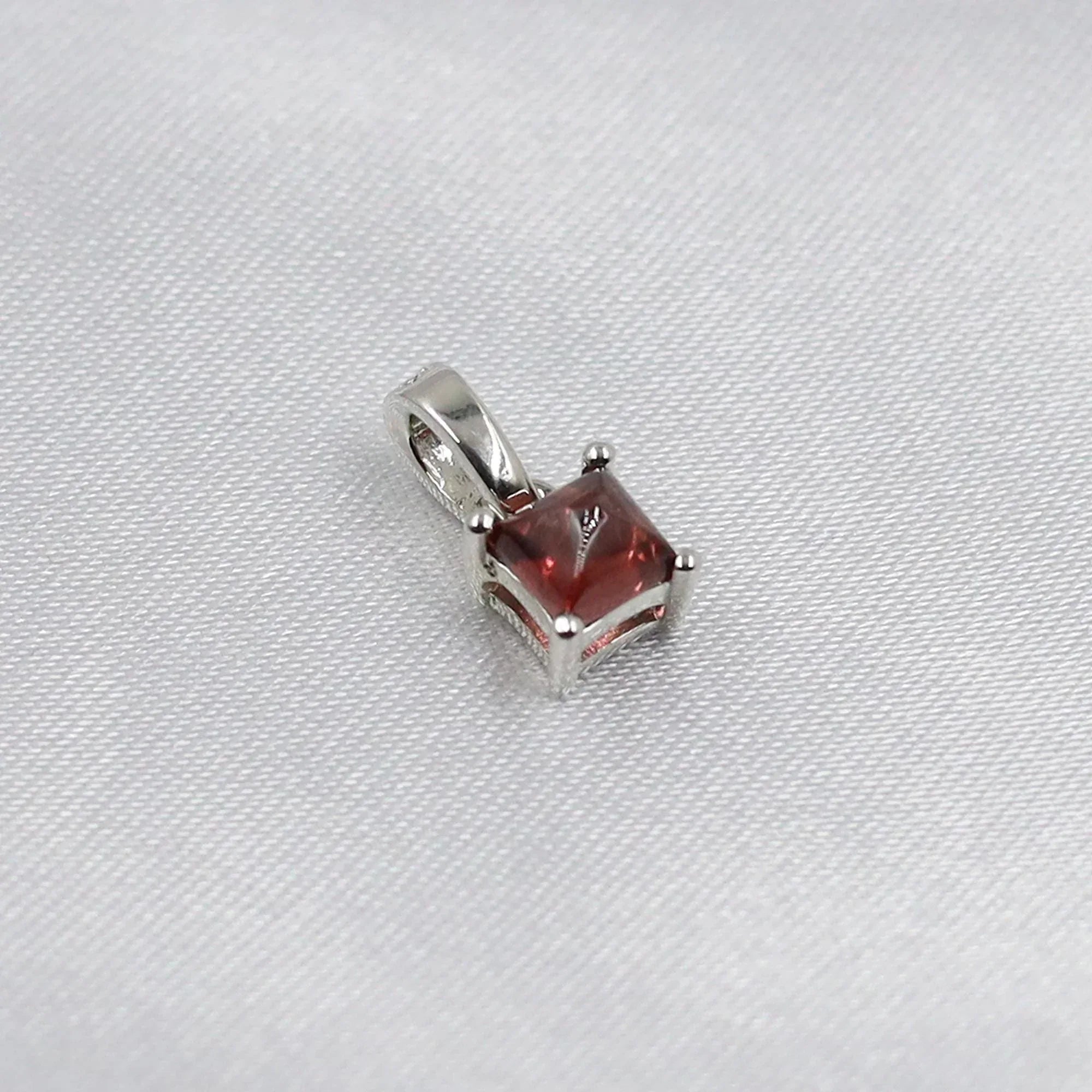 Garnet Pendant Necklace: Natural Gemstone, Rose Gold & Yellow Gold Silver
