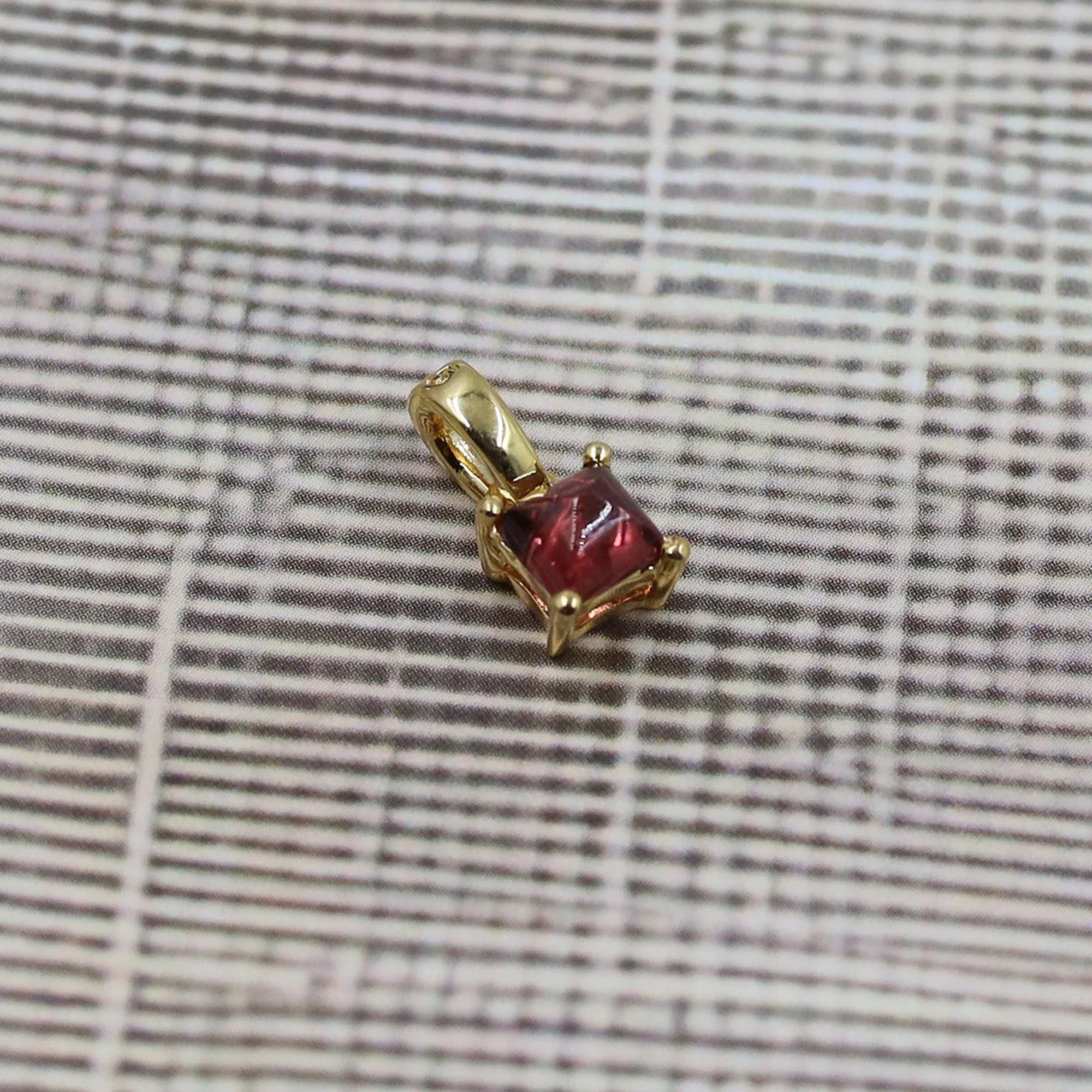 Garnet Pendant Necklace: Natural Gemstone, Rose Gold & Yellow Gold Silver