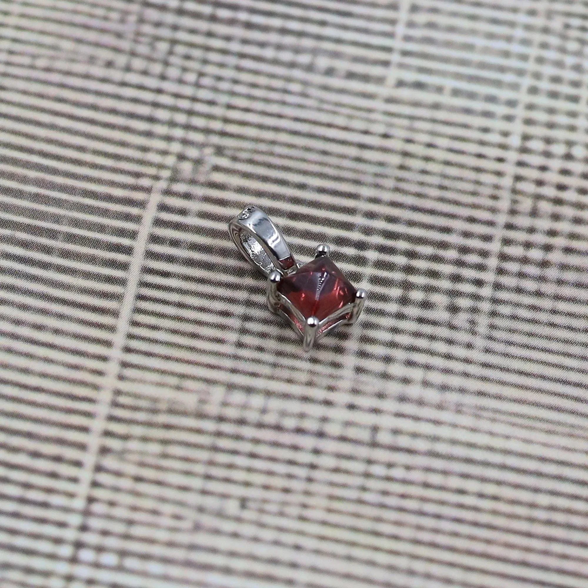 Garnet Pendant Necklace: Natural Gemstone, Rose Gold & Yellow Gold Silver