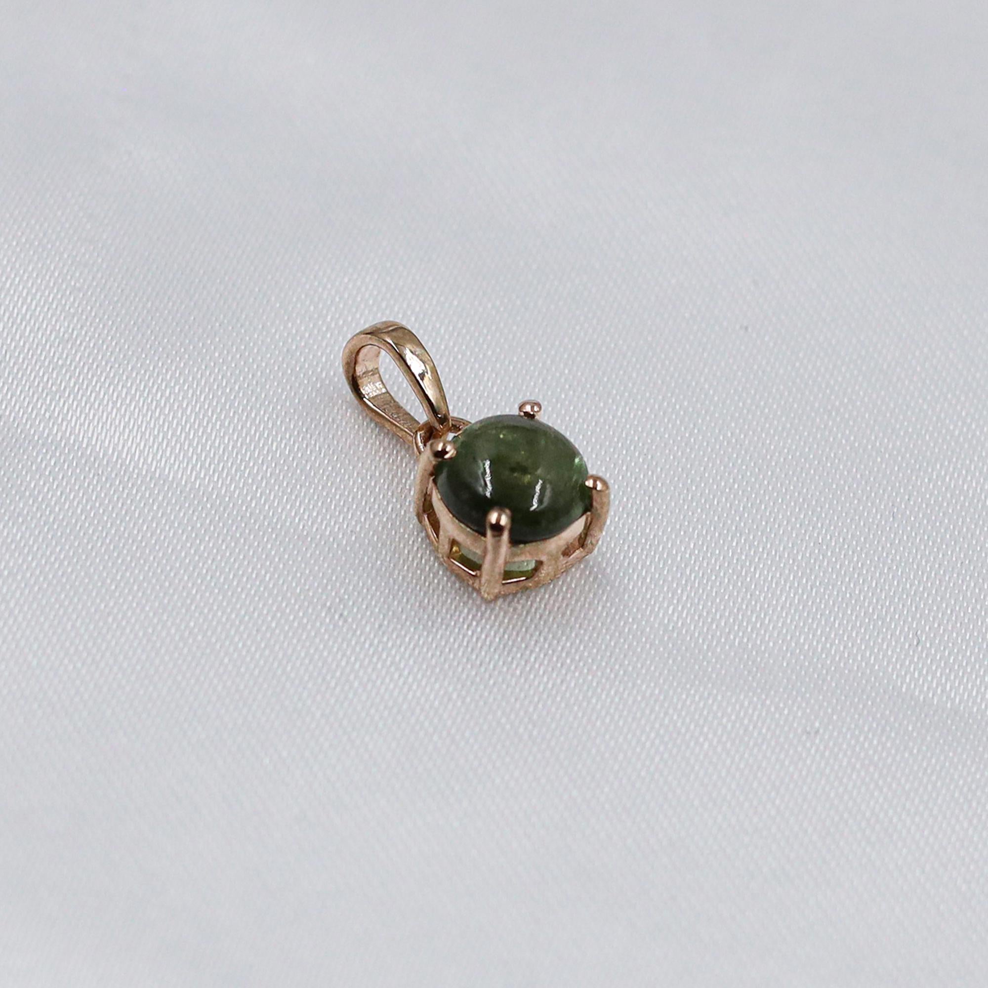 Natural Tourmaline Sterling Silver Pendant Necklace: October Birthstone