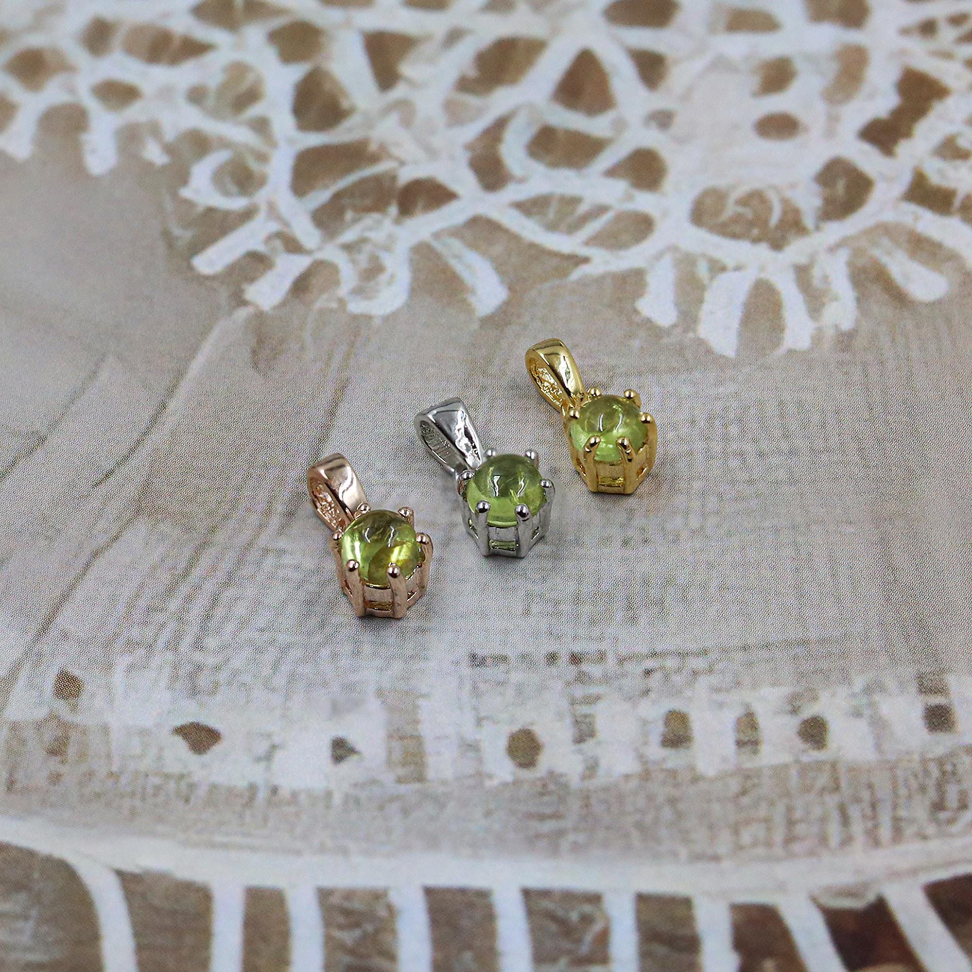 Sterling Silver Peridot Pendant: Round Green Gemstone Necklace