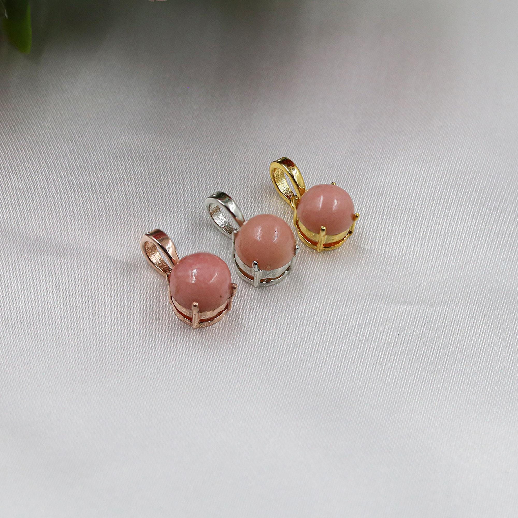 Natural Pink Opal Pendant: 925 Silver Minimalist Necklace