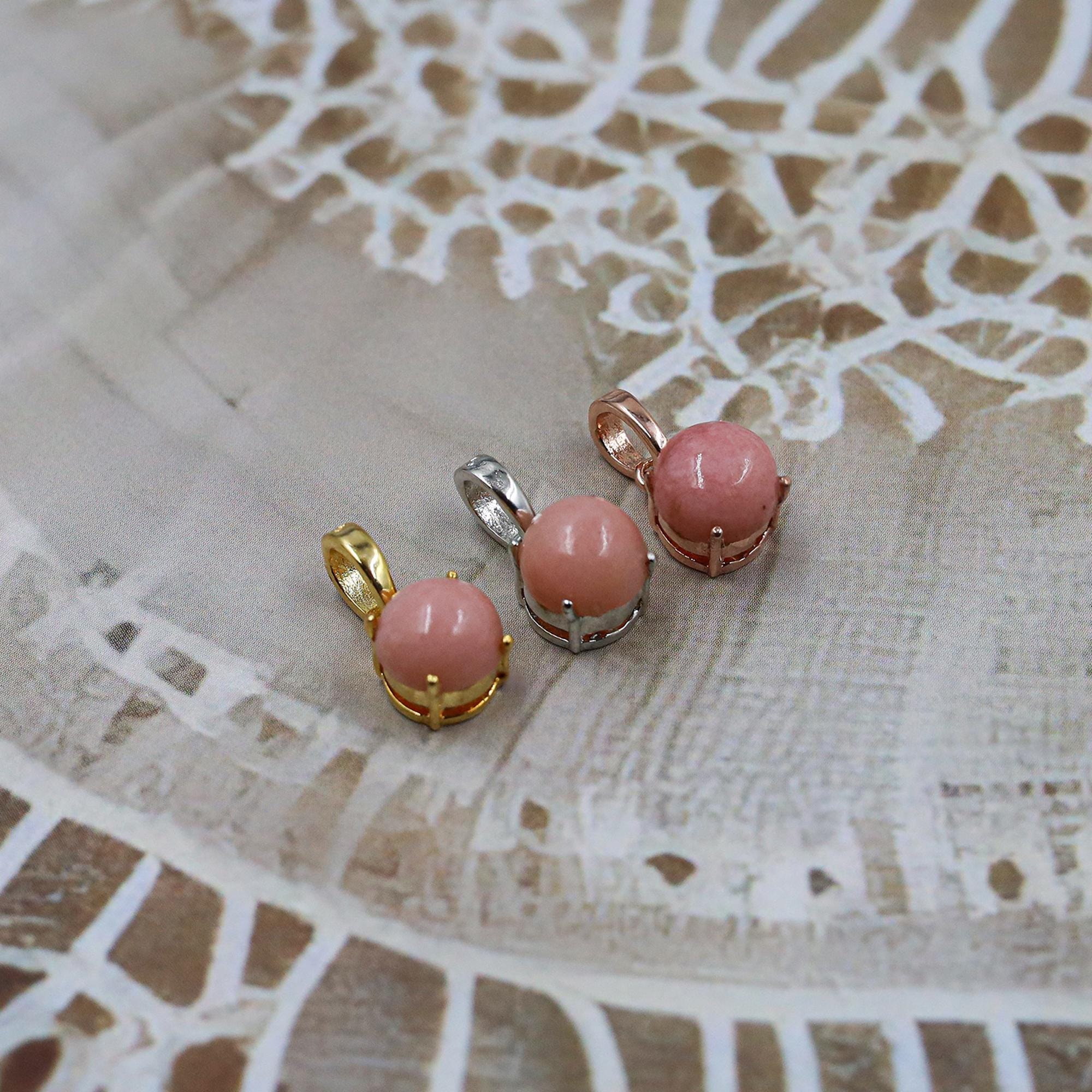 Natural Pink Opal Pendant: 925 Silver Minimalist Necklace