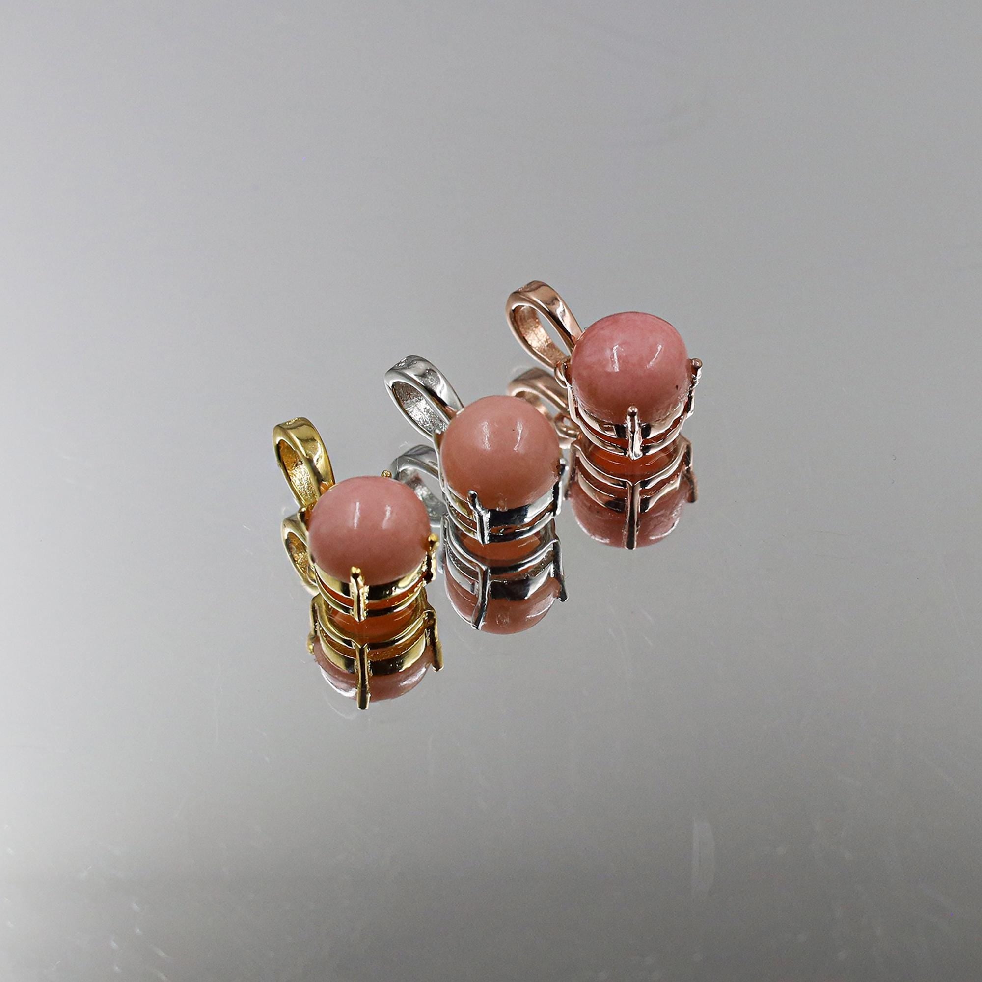 Natural Pink Opal Pendant: 925 Silver Minimalist Necklace