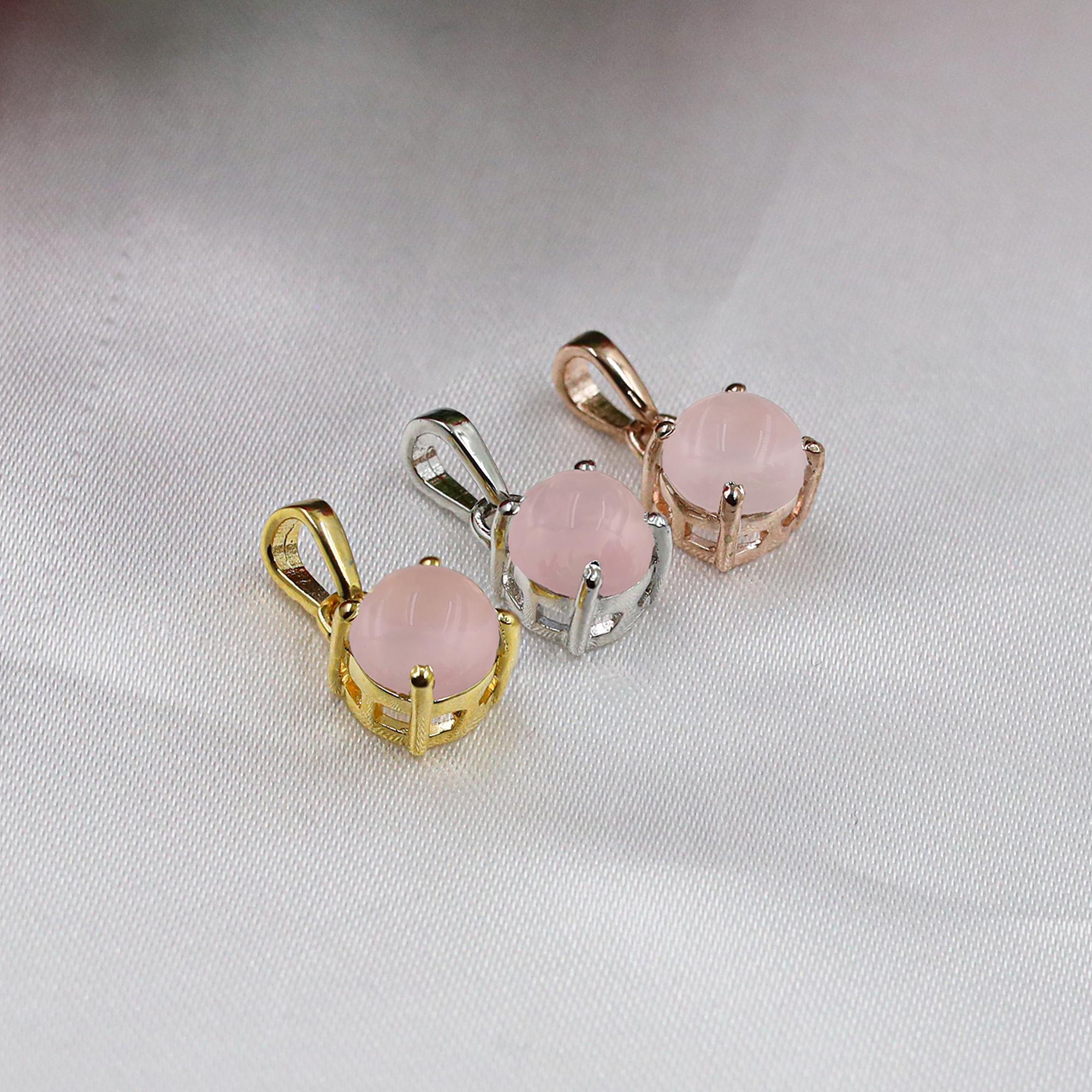 Natural Rose Quartz 925 Sterling Silver Pendant: Handmade Bohemian Necklace