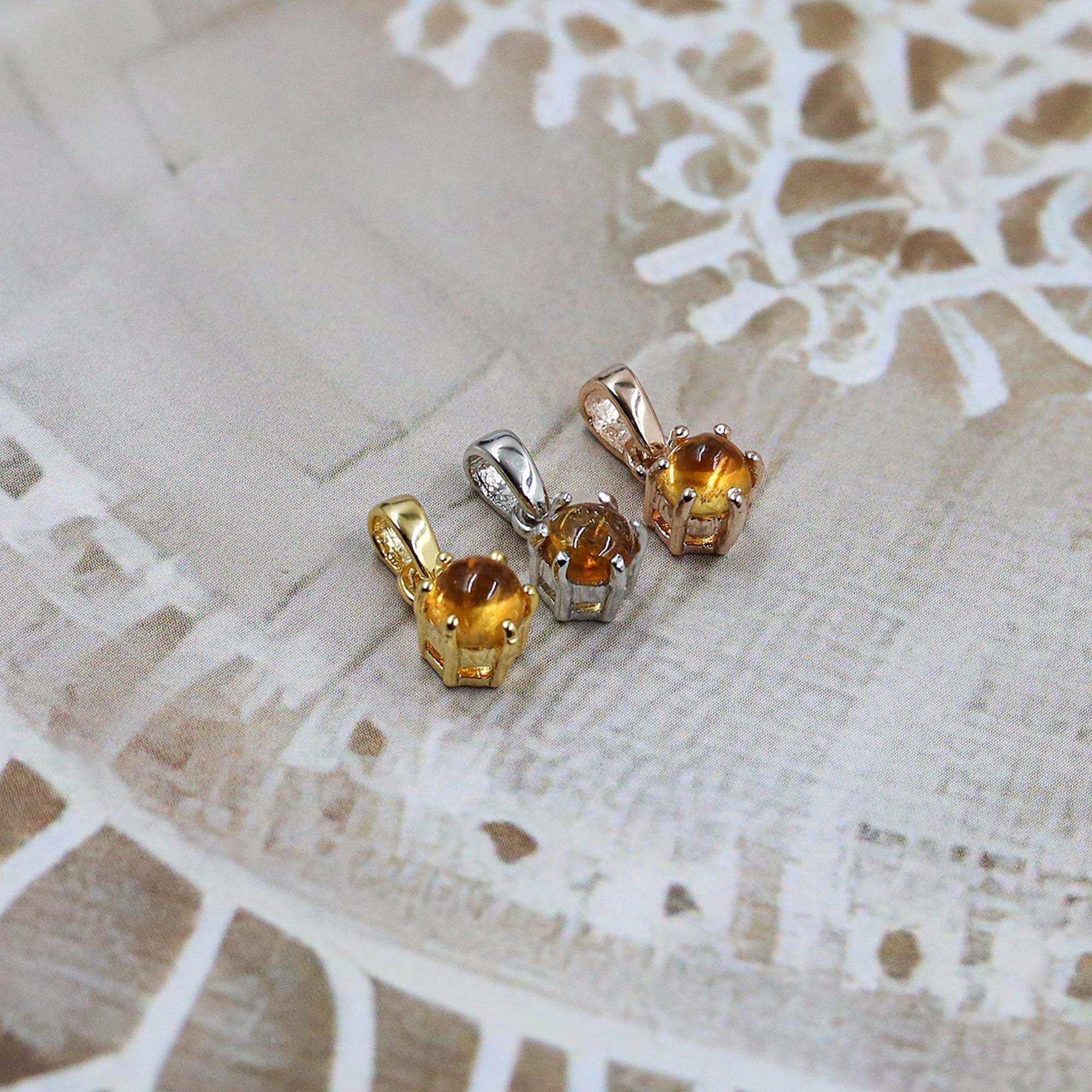 Dainty Citrine Pendant Necklace: 925 Sterling Silver, November Birthstone - Himalya Quartz