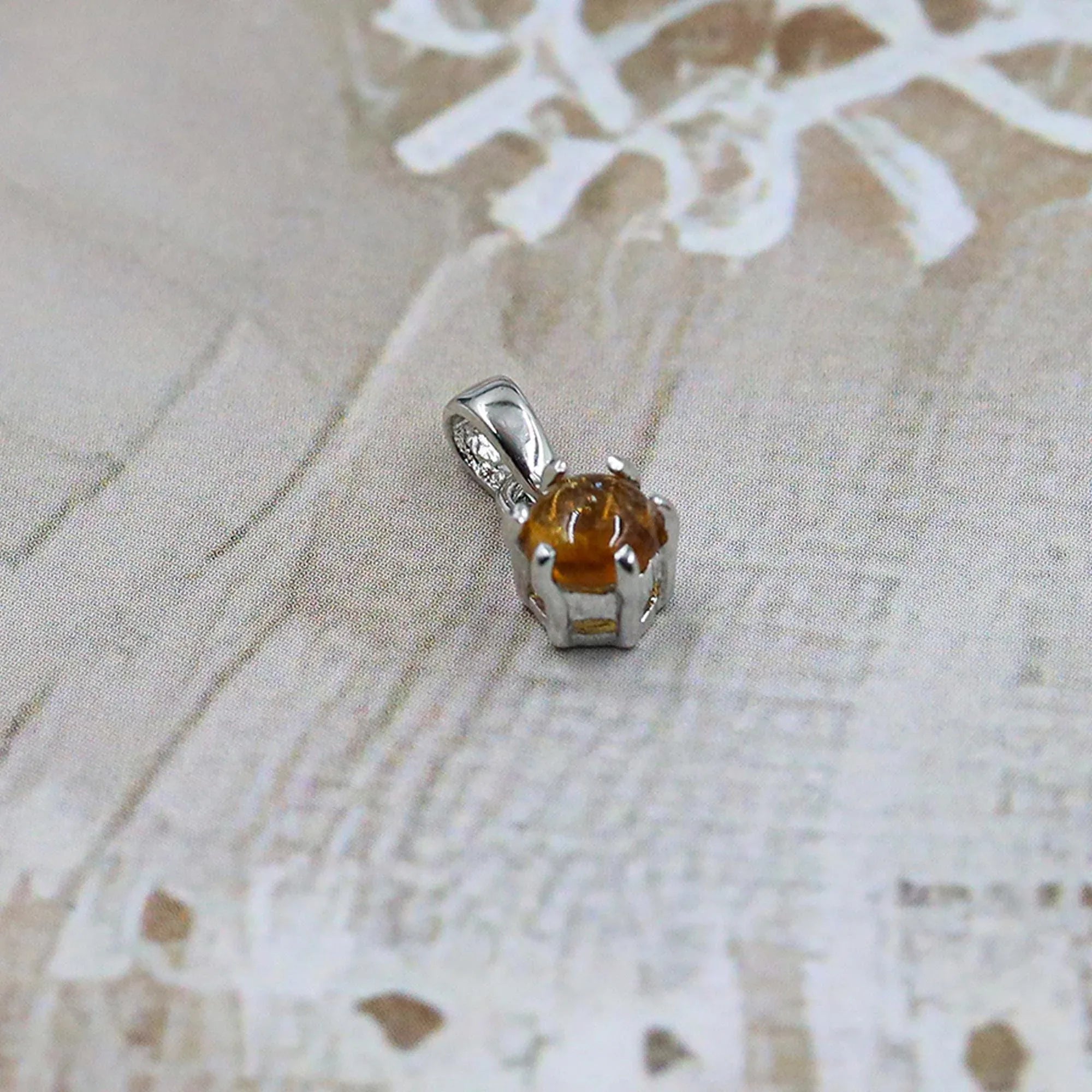 Dainty Citrine Pendant Necklace: 925 Sterling Silver, November Birthstone - Himalya Quartz