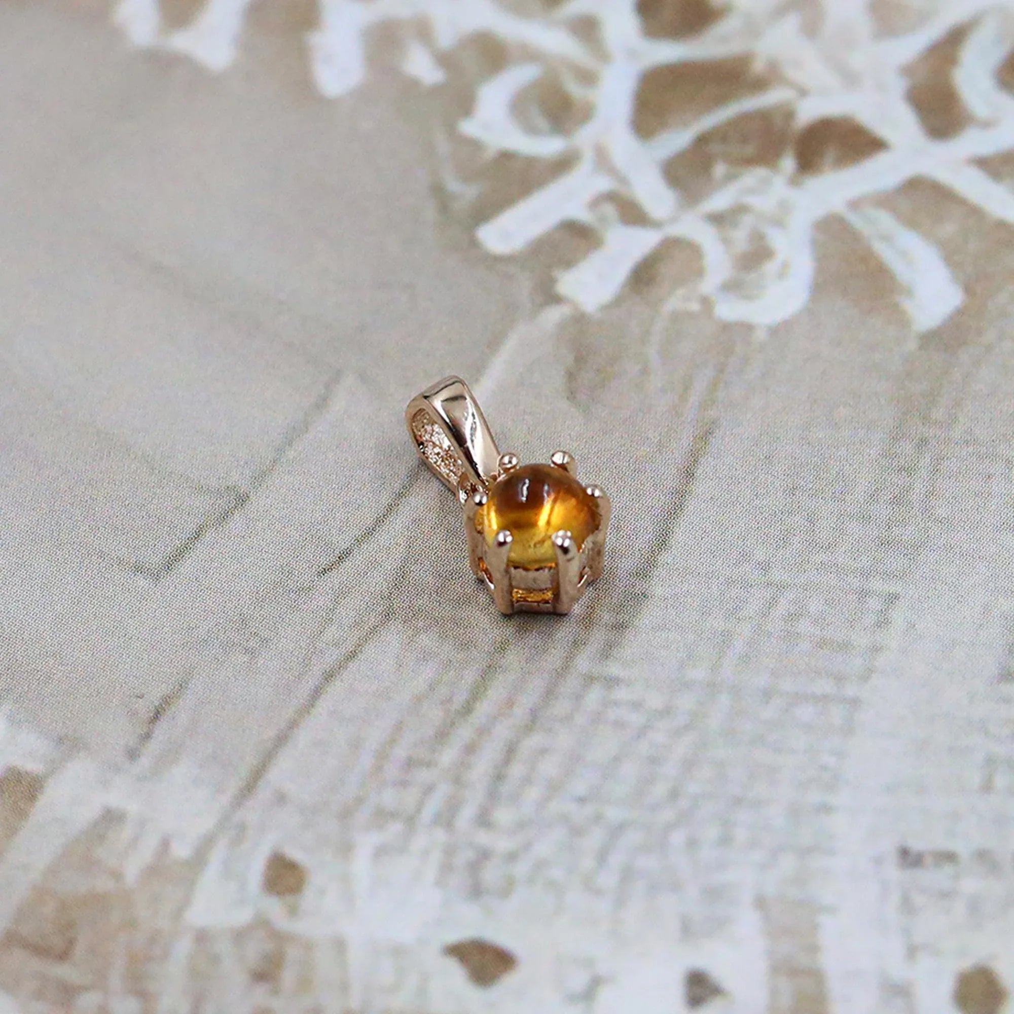 Dainty Citrine Pendant Necklace: 925 Sterling Silver, November Birthstone - Himalya Quartz