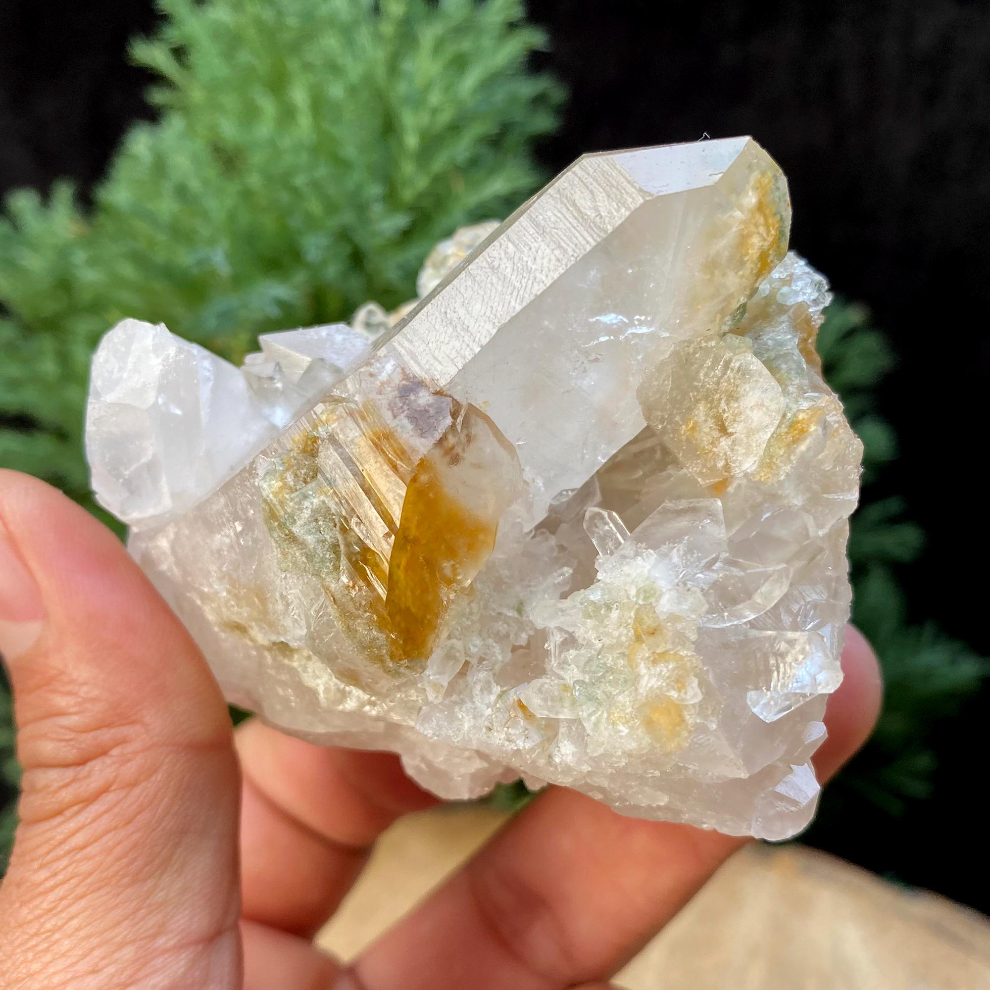 265g Natural Yellow Samadhi Quartz Crystal: Himalayan Healing Stone
