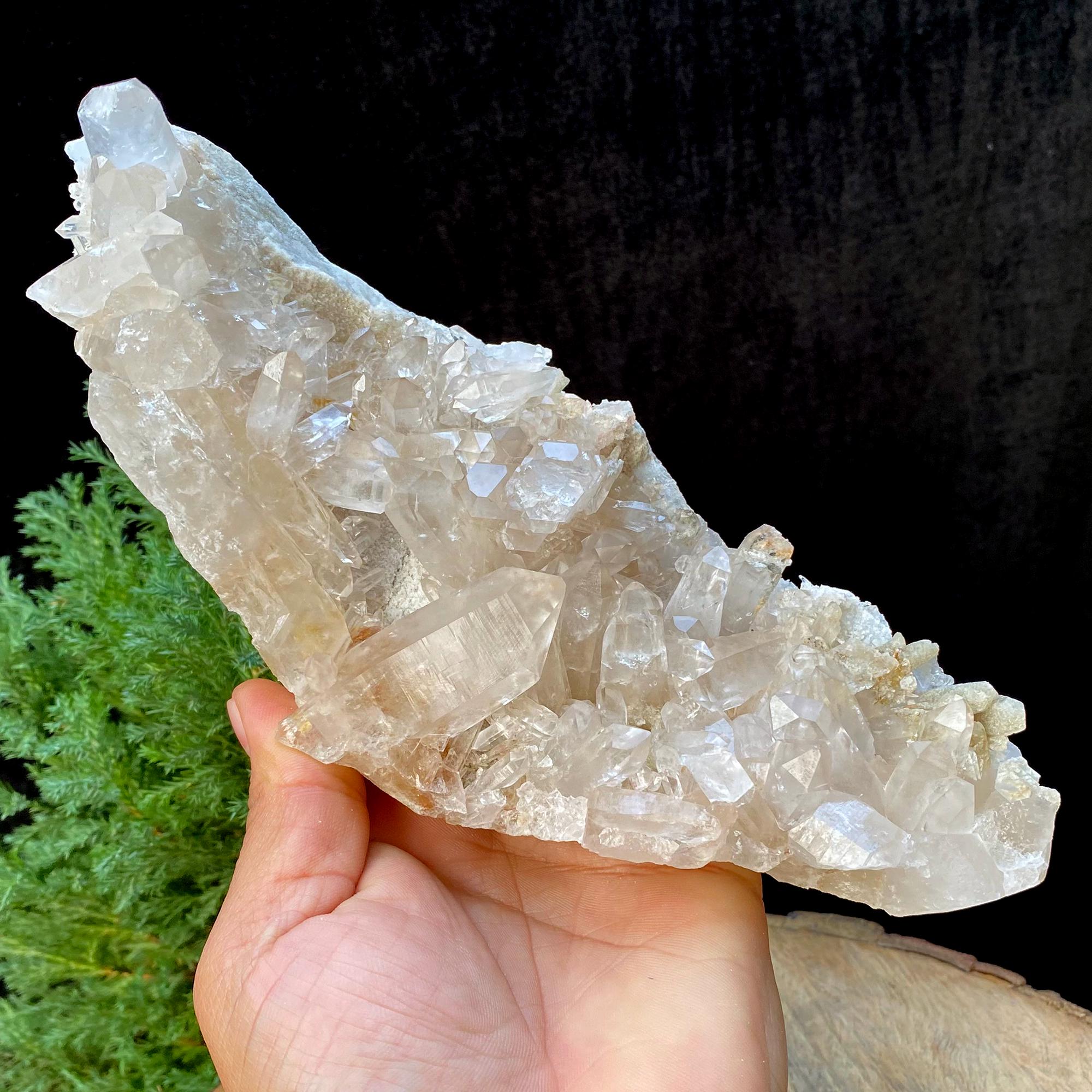 Himalayan Quartz  White Phantom Quartz Crystal Cluster, 780gm Natural Mineral Specimen Rough