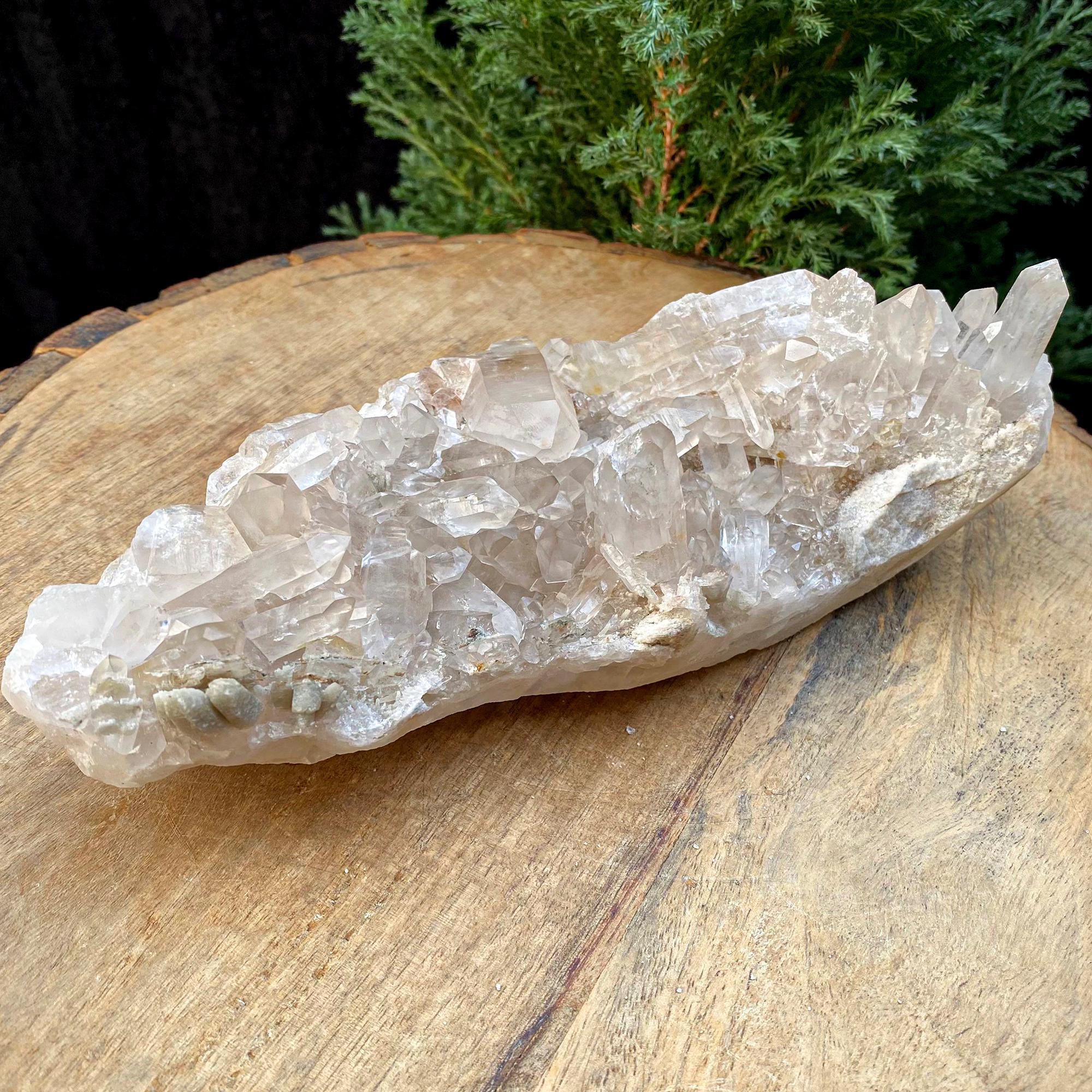 Himalayan Quartz White Phantom Quartz Crystal Cluster, 780gm Natural Mineral Specimen Rough Himalayan Quartz