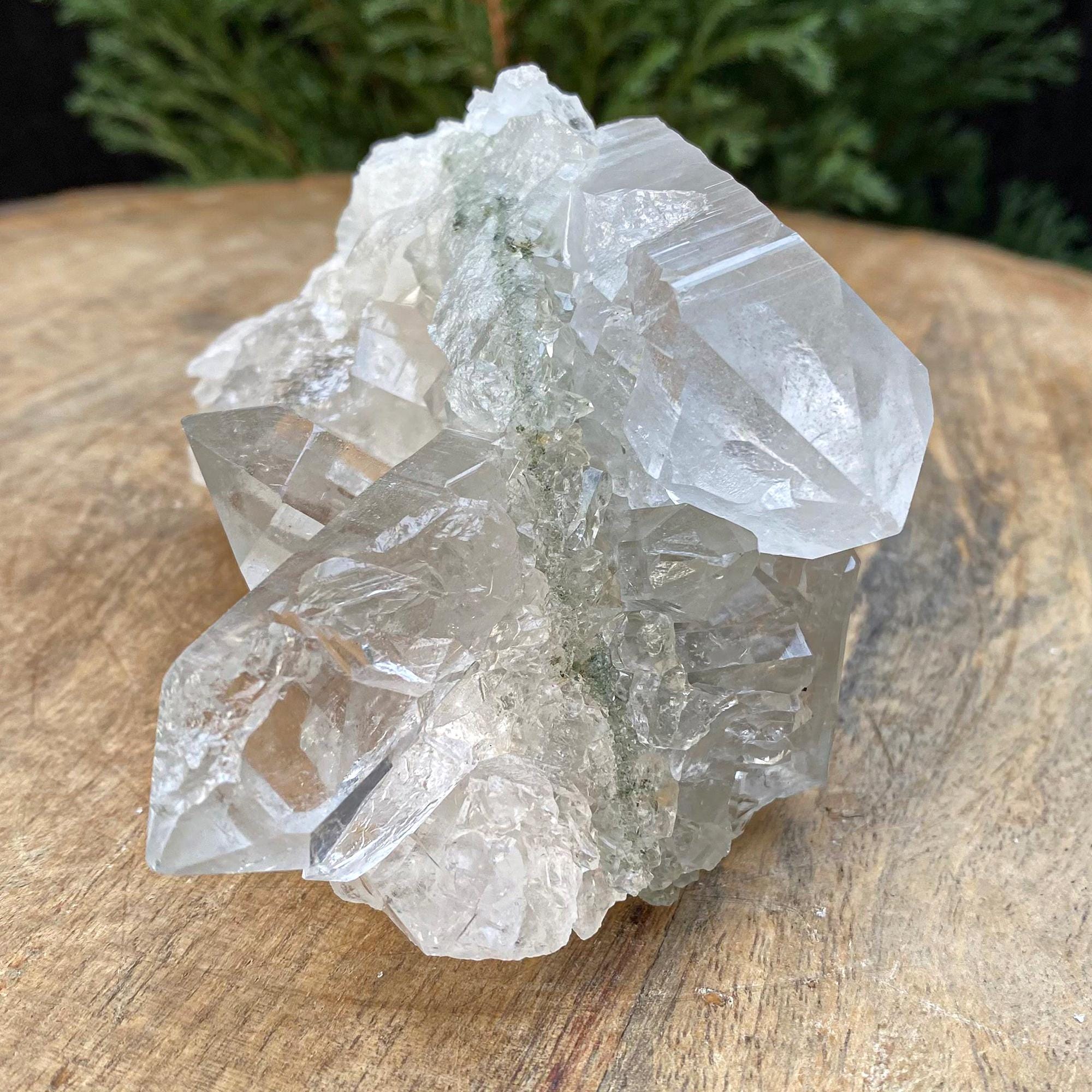 Clear Chlorite Quartz Point from Kullu Valley  Raw Healing Crystal, Energy Cleansing Stone, 355gm